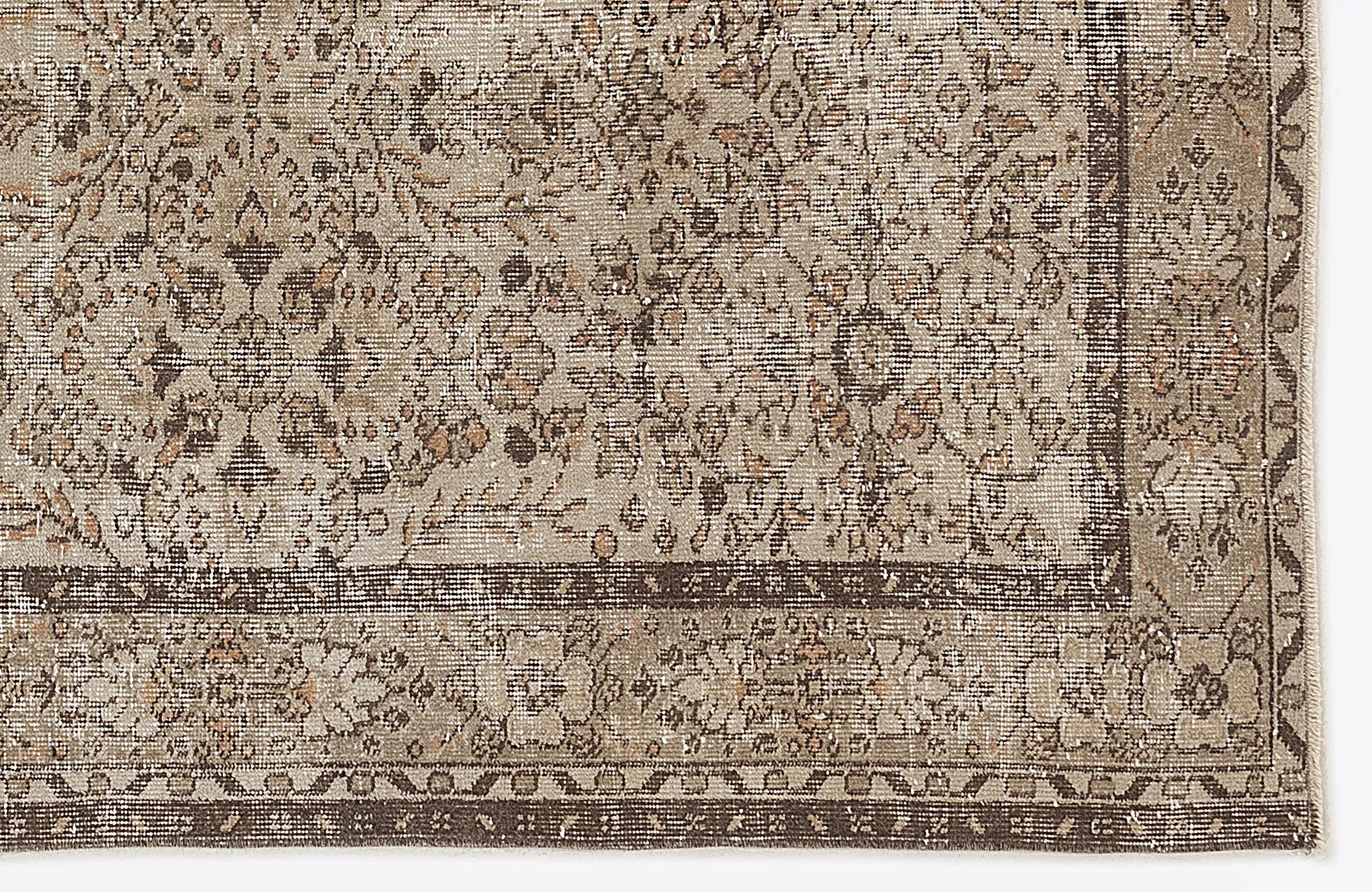 Retro Design Beige Over Dyed Vintage Rug 5'8'' x 9'1'' ft 173 x 278 cm