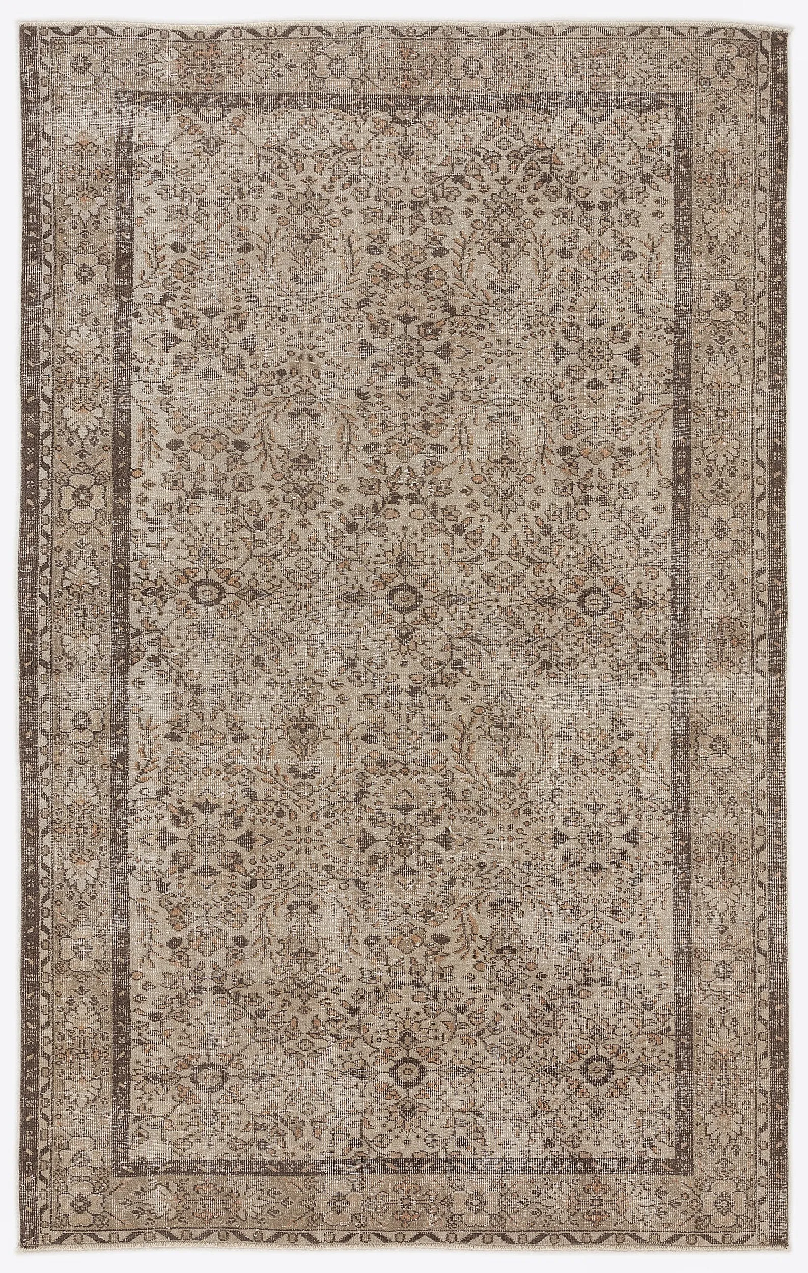 Retro Design Beige Over Dyed Vintage Rug 5'8'' x 9'1'' ft 173 x 278 cm