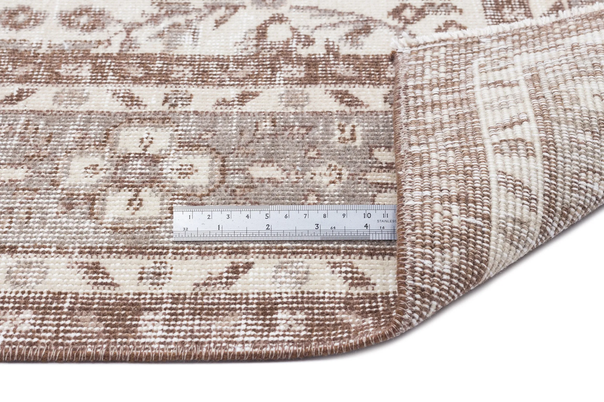 Retro Design Beige Over Dyed Vintage Rug 5'9'' x 8'11'' ft 176 x 272 cm