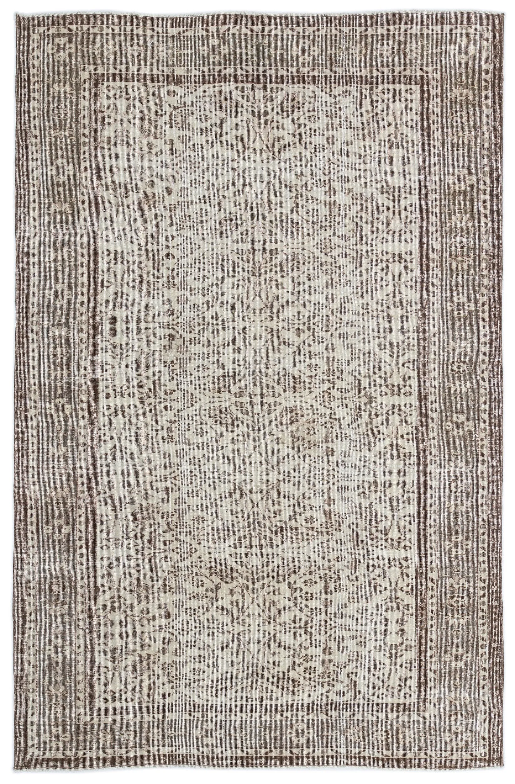 Retro Design Beige Over Dyed Vintage Rug 5'9'' x 8'11'' ft 176 x 272 cm