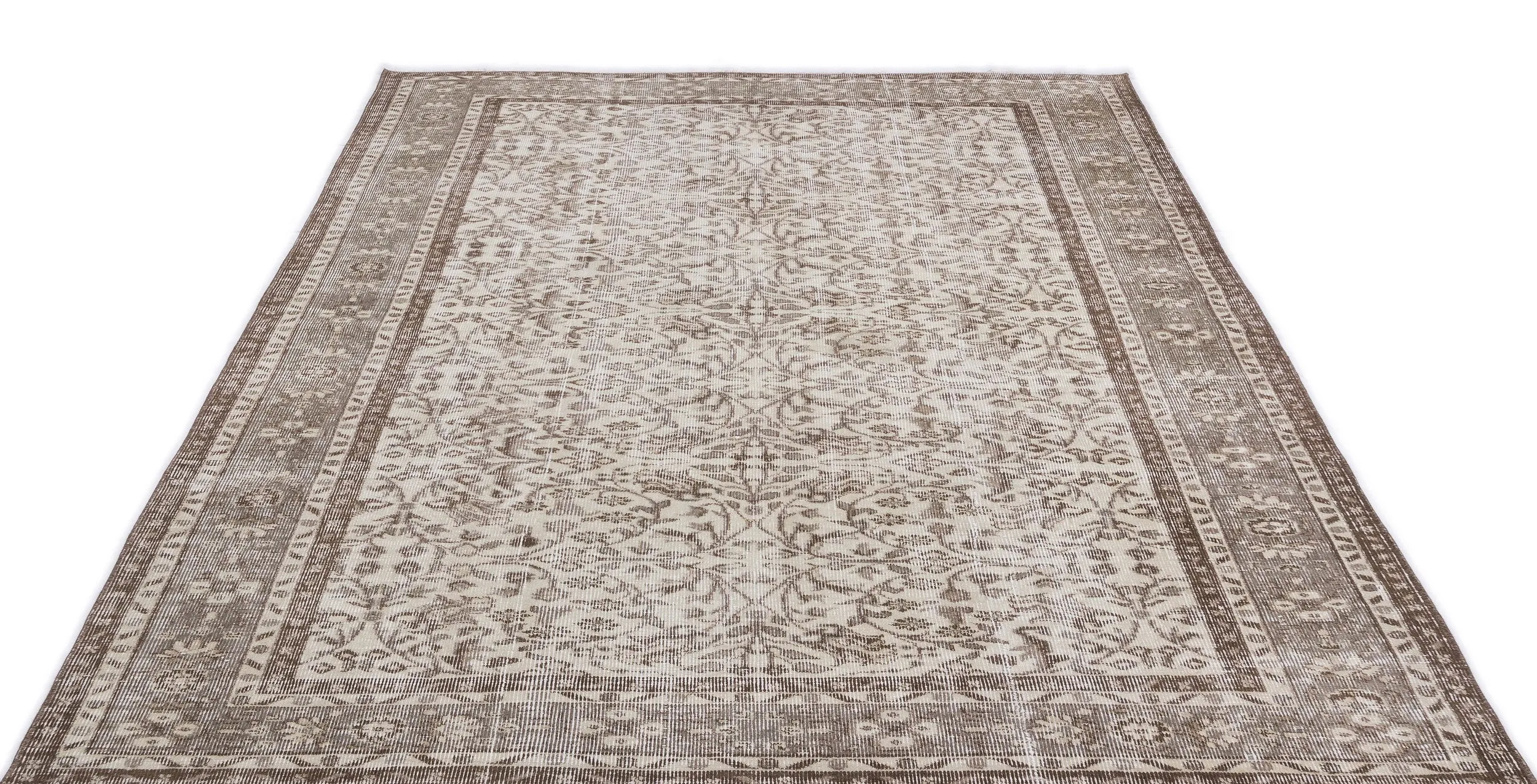 Retro Design Beige Over Dyed Vintage Rug 5'9'' x 8'11'' ft 176 x 272 cm