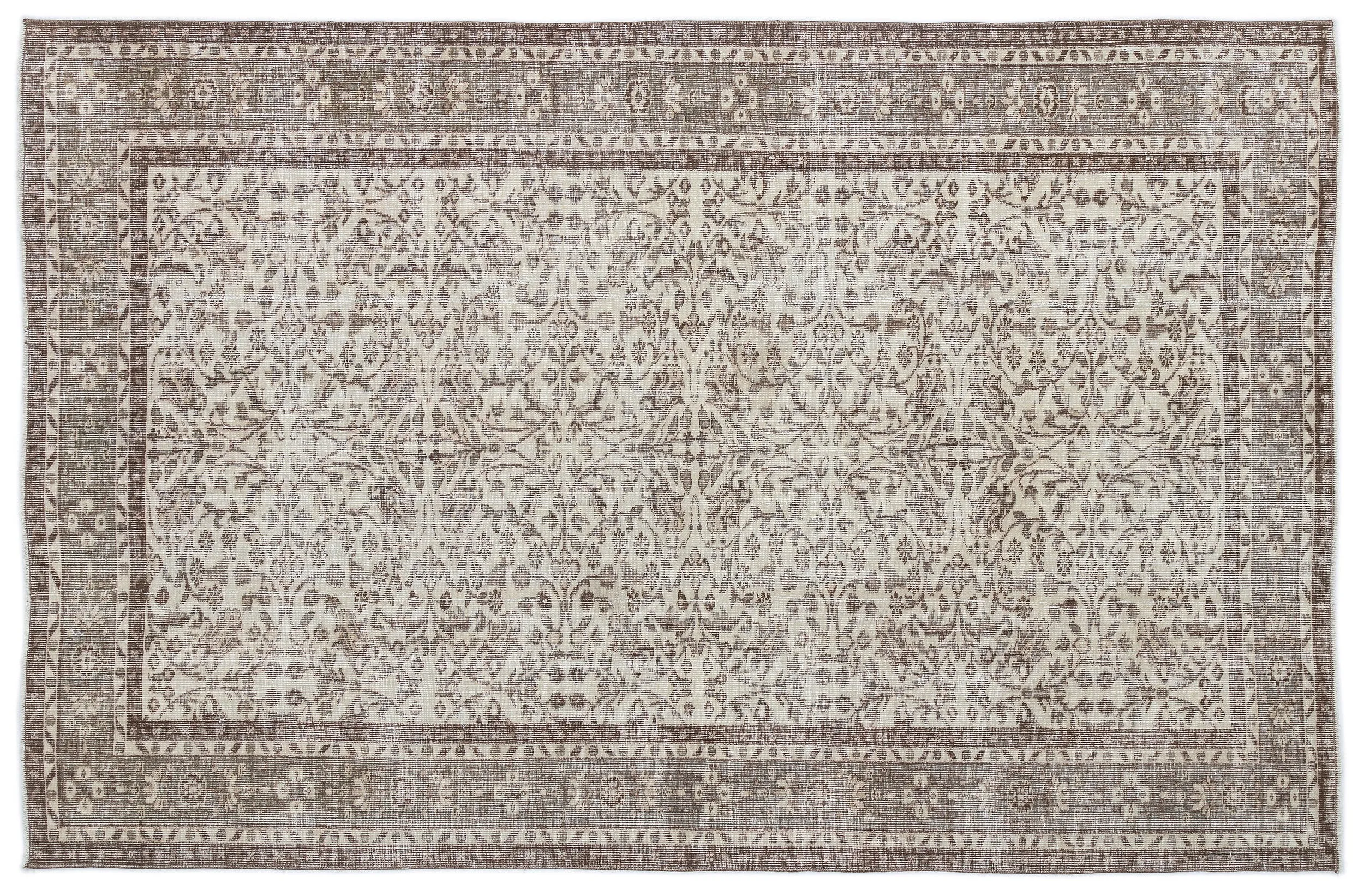 Retro Design Beige Over Dyed Vintage Rug 5'9'' x 8'11'' ft 176 x 272 cm