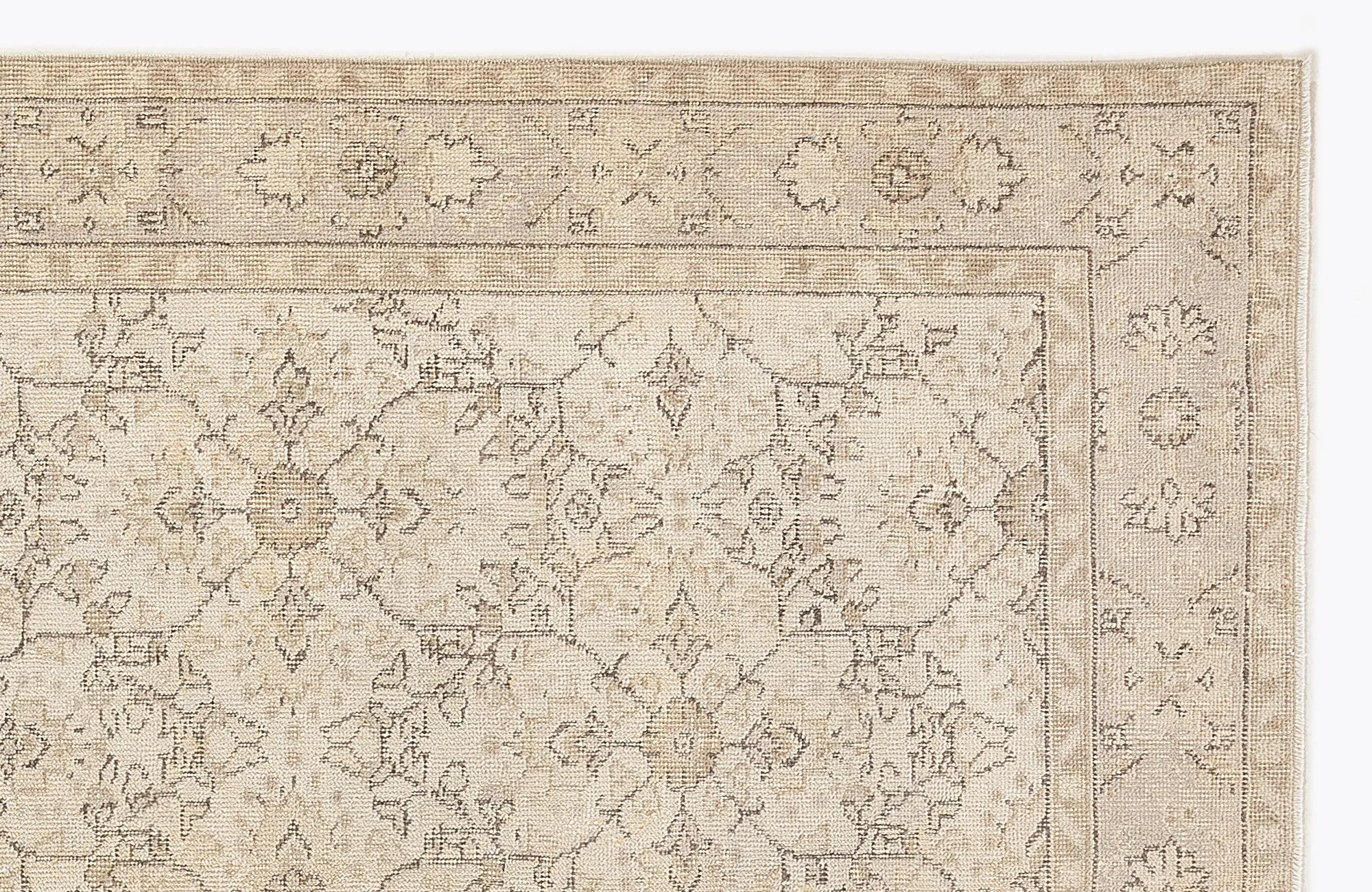 Retro Design Beige Over Dyed Vintage Rug 5'9'' x 9'6'' ft 176 x 290 cm