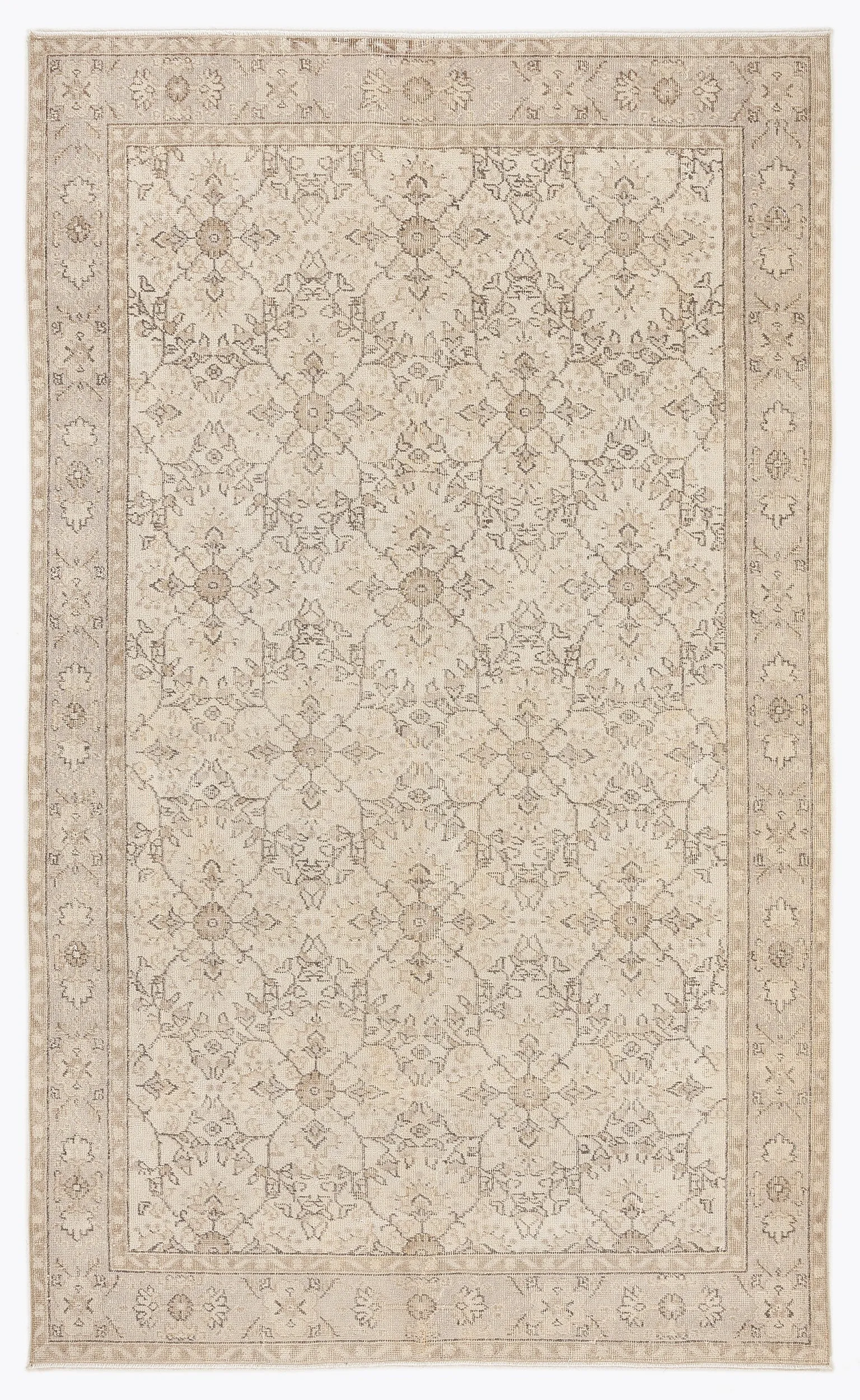 Retro Design Beige Over Dyed Vintage Rug 5'9'' x 9'6'' ft 176 x 290 cm