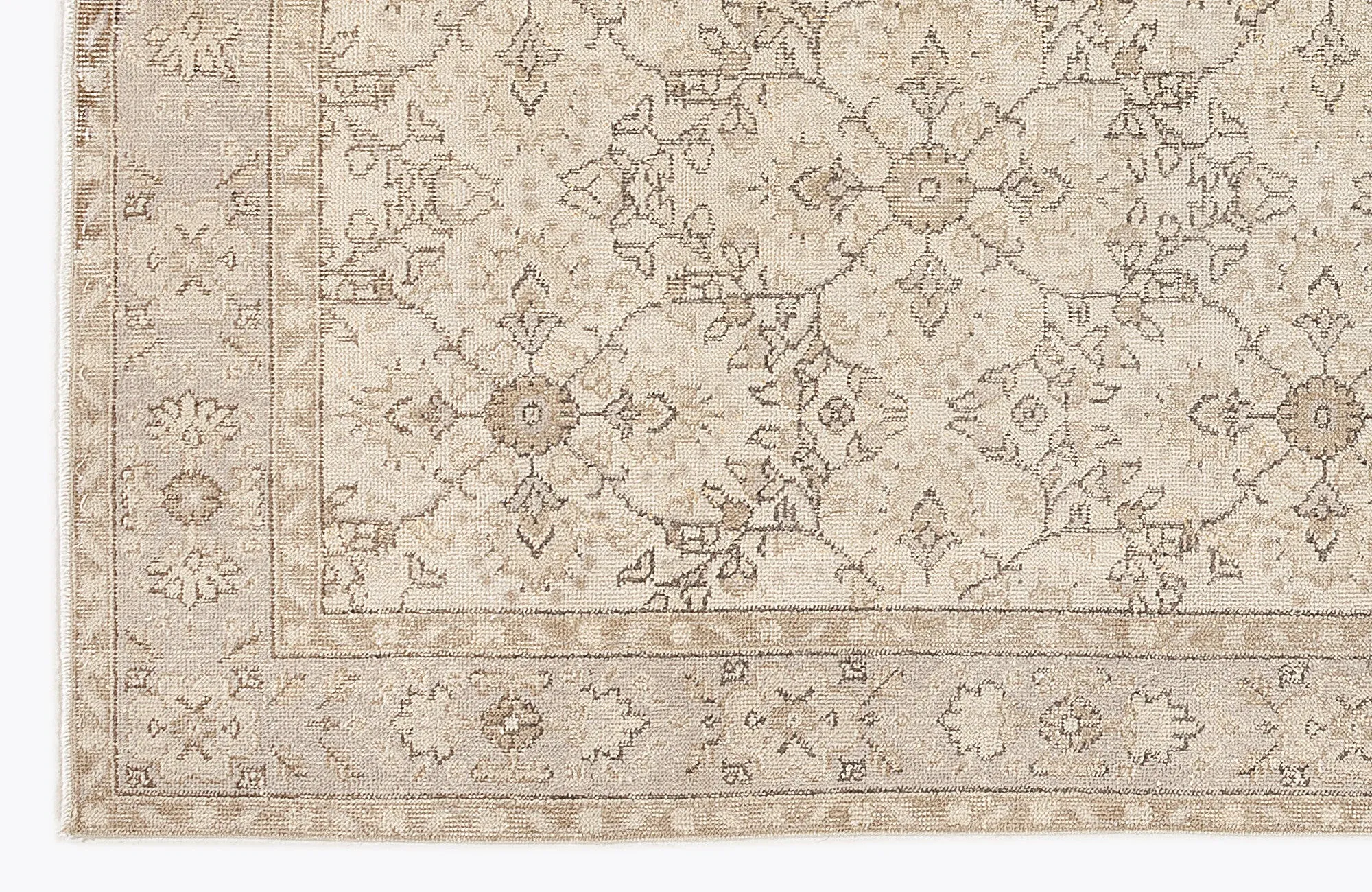 Retro Design Beige Over Dyed Vintage Rug 5'9'' x 9'6'' ft 176 x 290 cm
