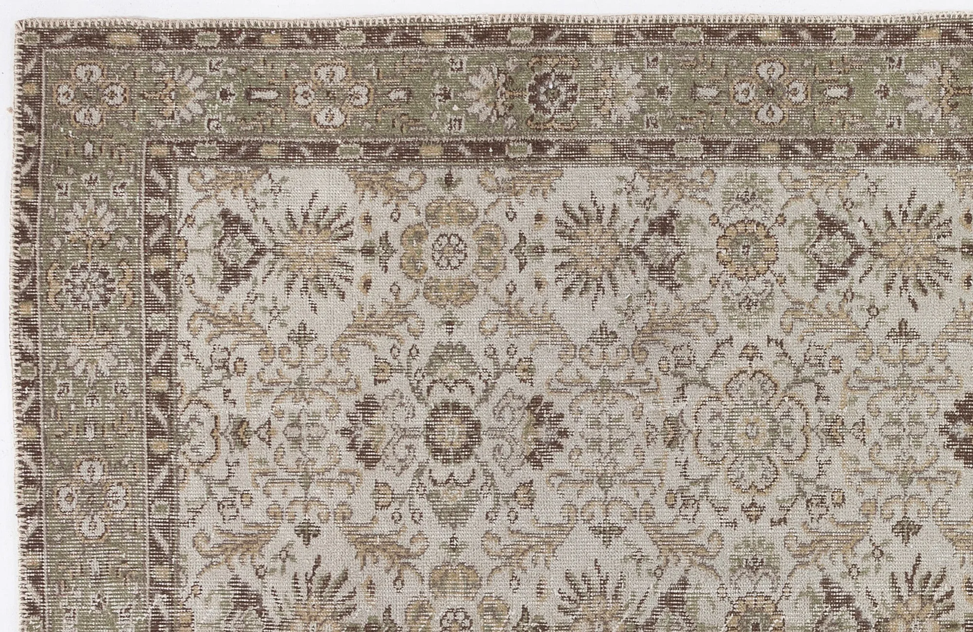 Retro Design Beige Over Dyed Vintage Rug 5'9'' x 9'9'' ft 175 x 297 cm