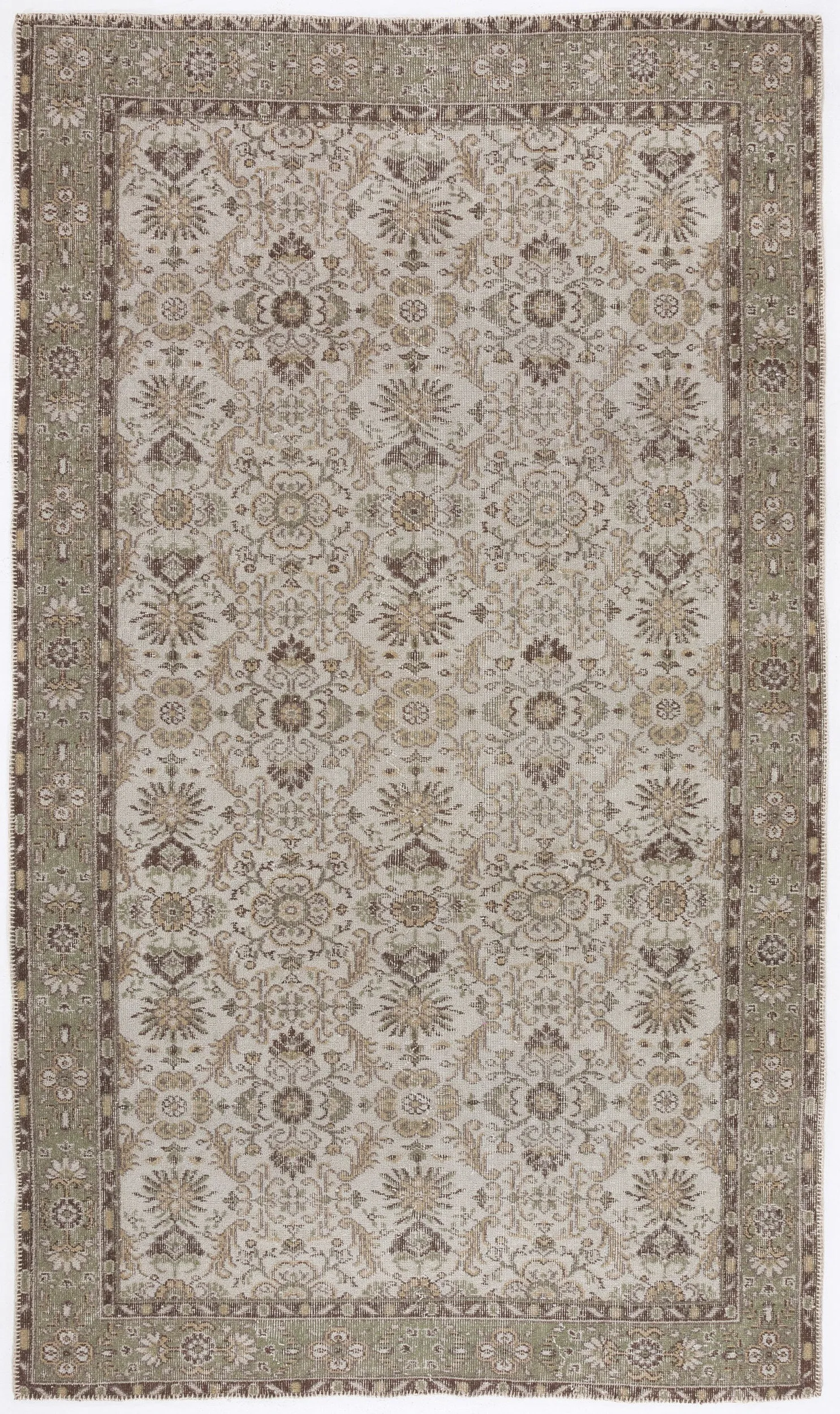 Retro Design Beige Over Dyed Vintage Rug 5'9'' x 9'9'' ft 175 x 297 cm