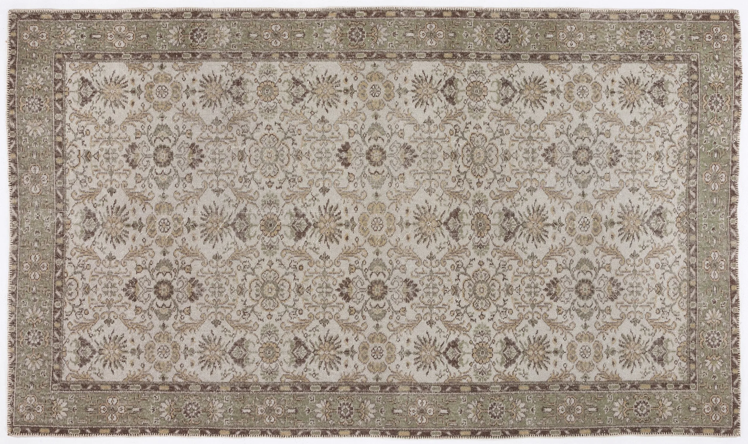 Retro Design Beige Over Dyed Vintage Rug 5'9'' x 9'9'' ft 175 x 297 cm