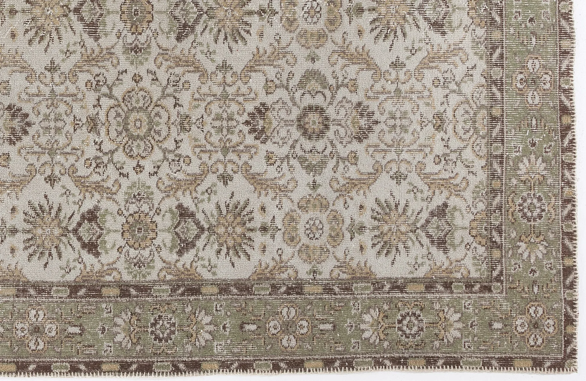 Retro Design Beige Over Dyed Vintage Rug 5'9'' x 9'9'' ft 175 x 297 cm