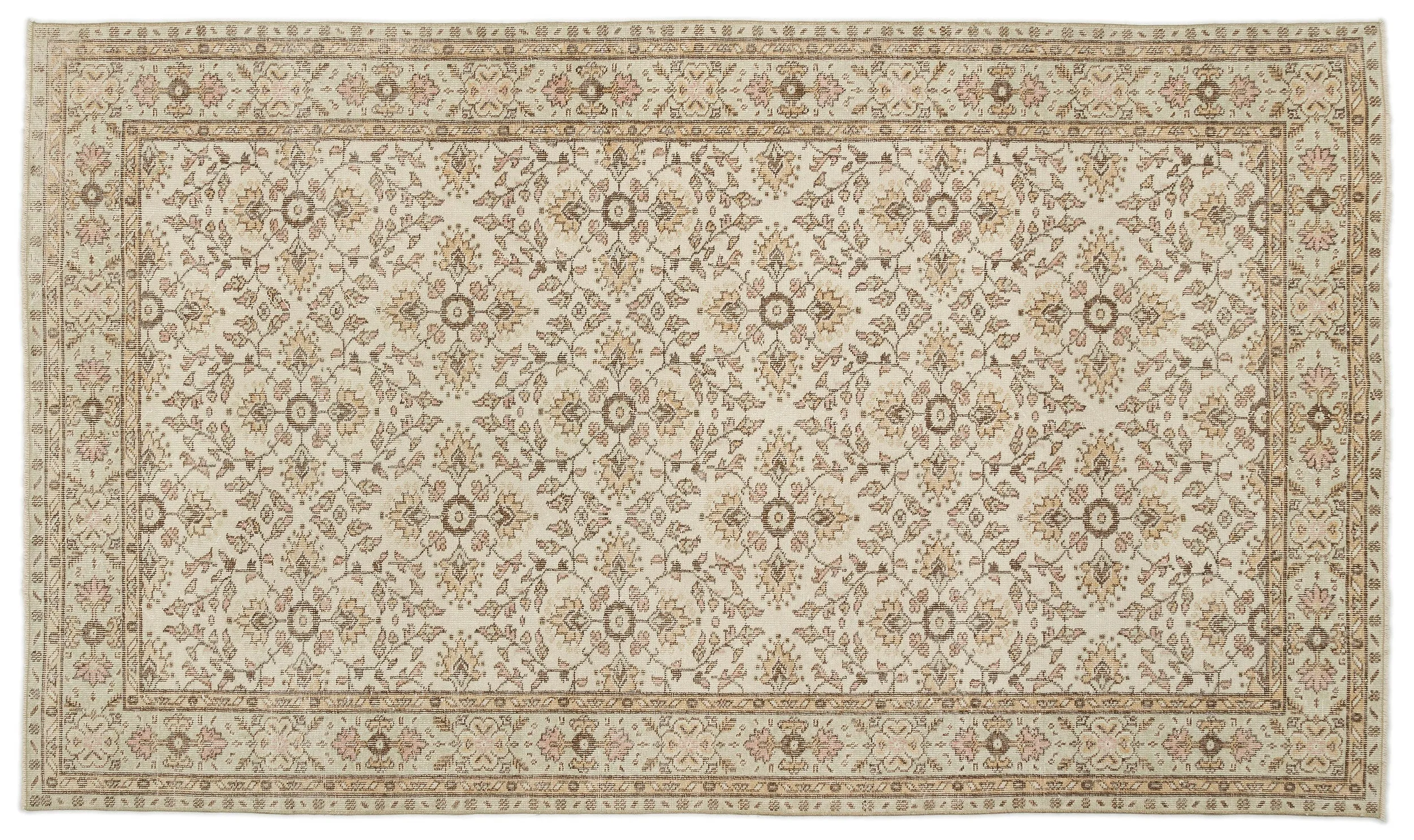 Retro Design Beige Over Dyed Vintage Rug 6'0'' x 10'0'' ft 183 x 306 cm