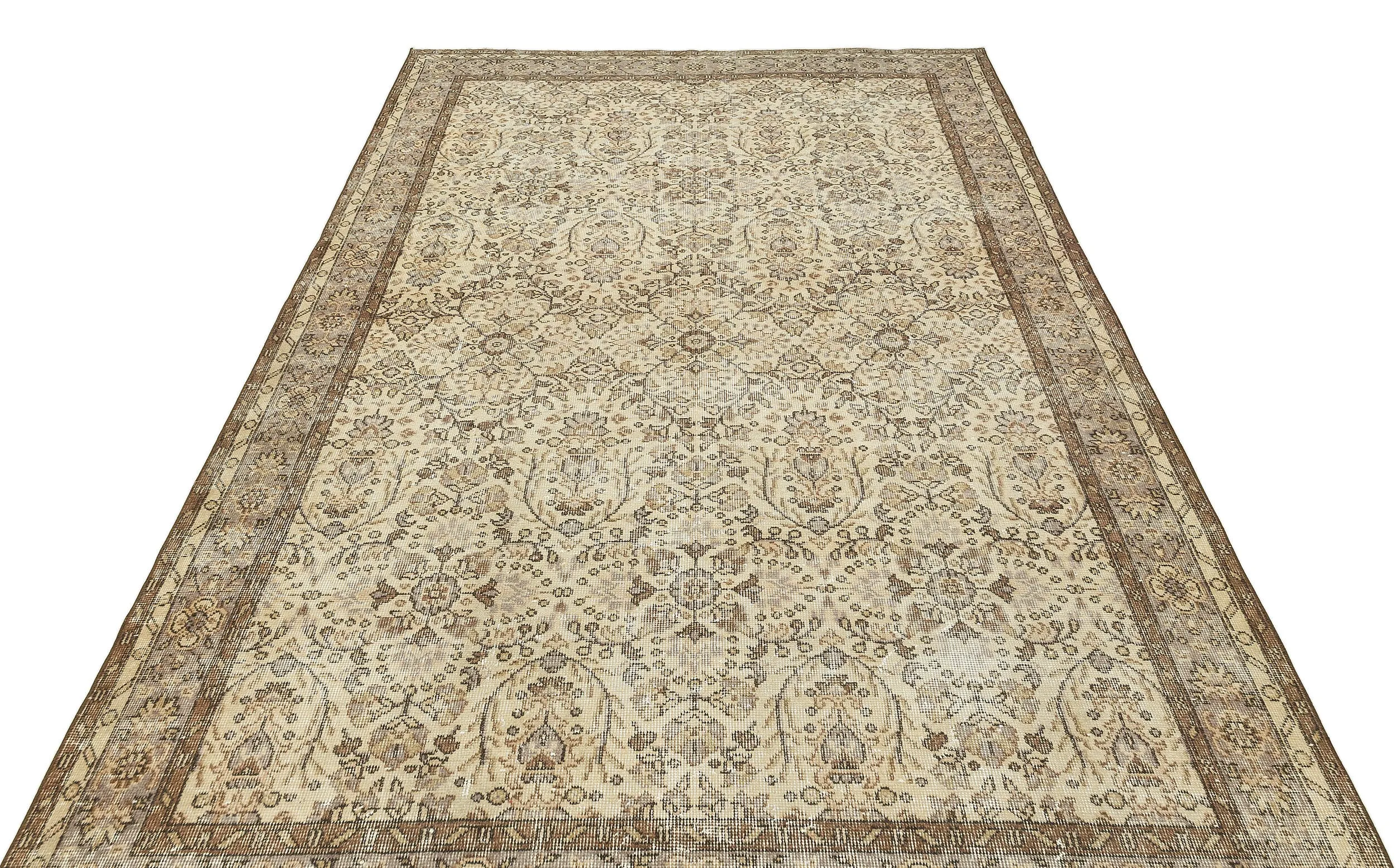 Retro Design Beige Over Dyed Vintage Rug 6'1'' x 9'9'' ft 185 x 296 cm