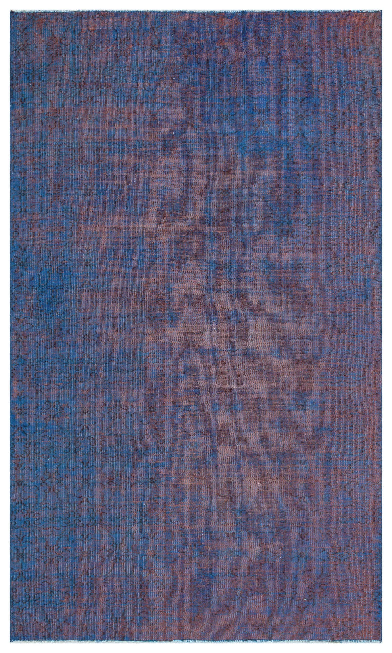 Retro Design Blue Over Dyed Vintage Rug 4'10'' x 8'4'' ft 147 x 254 cm