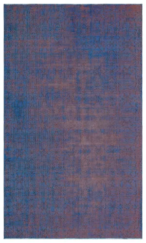 Retro Design Blue Over Dyed Vintage Rug 4'10'' x 8'4'' ft 147 x 254 cm