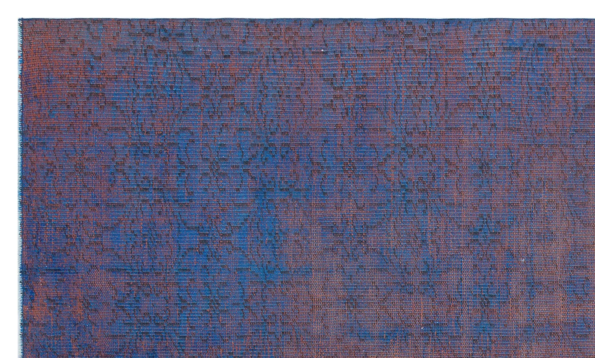 Retro Design Blue Over Dyed Vintage Rug 4'10'' x 8'4'' ft 147 x 254 cm