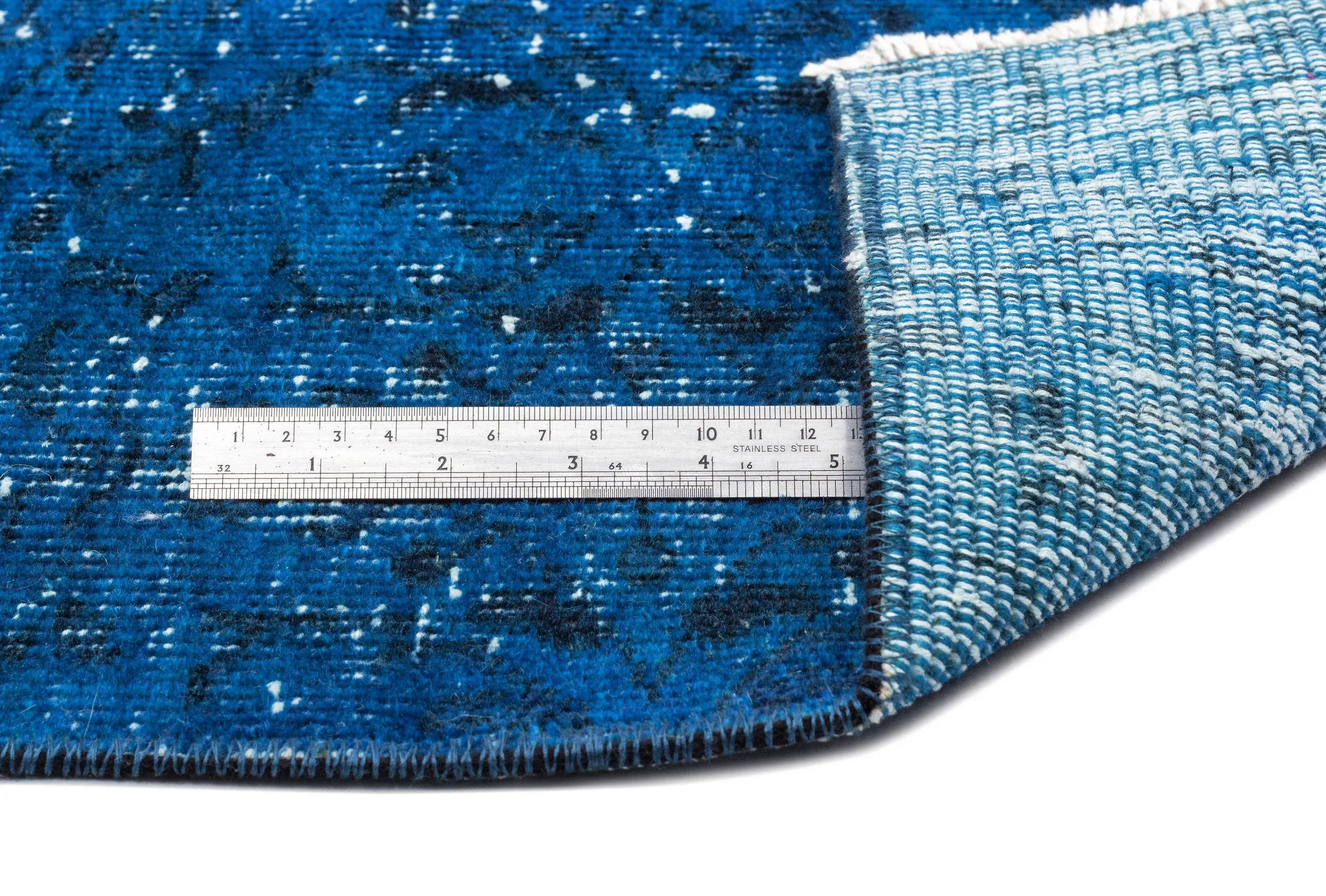 Retro Design Blue Over Dyed Vintage Rug 5'3'' x 9'1'' ft 161 x 277 cm