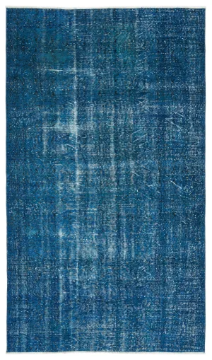 Retro Design Blue Over Dyed Vintage Rug 5'3'' x 9'1'' ft 161 x 277 cm