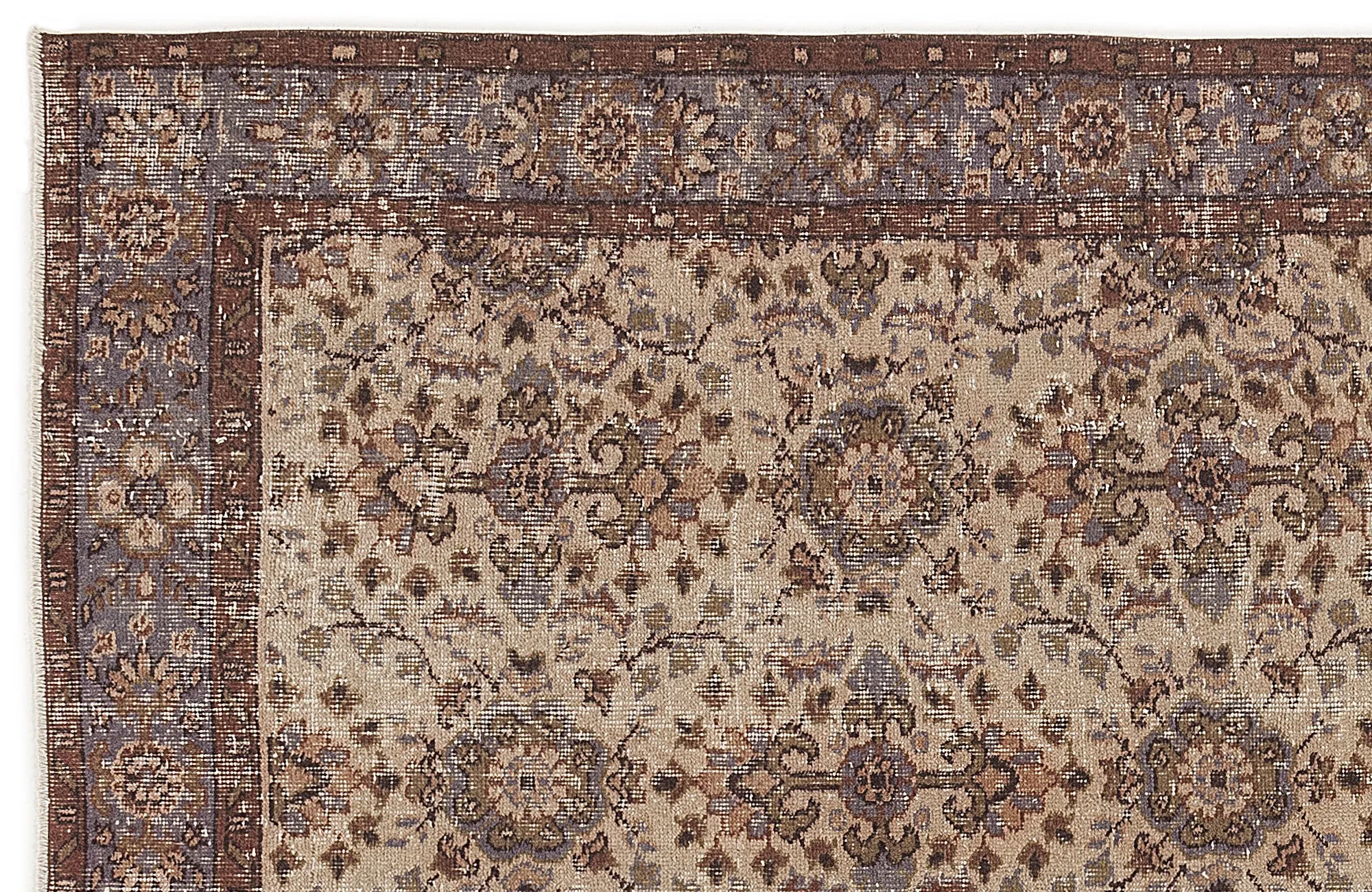 Retro Design Brown Over Dyed Vintage Rug 5'1'' x 9'0'' ft 156 x 275 cm
