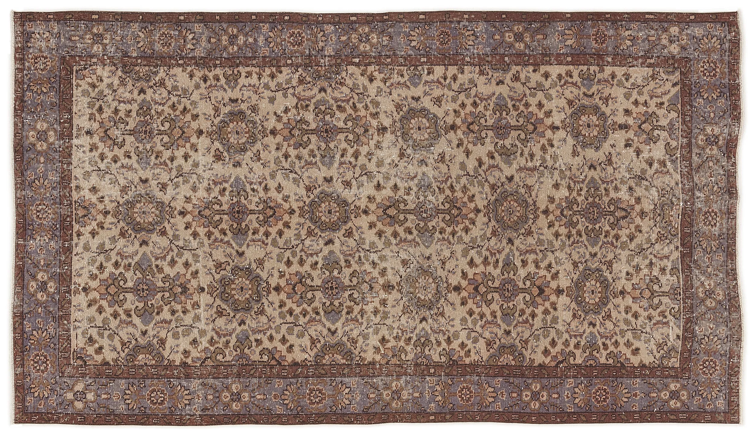 Retro Design Brown Over Dyed Vintage Rug 5'1'' x 9'0'' ft 156 x 275 cm