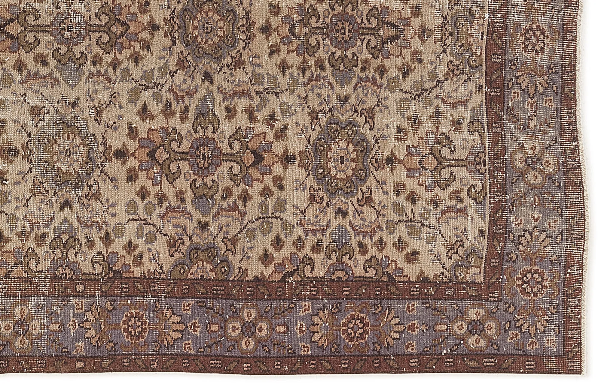Retro Design Brown Over Dyed Vintage Rug 5'1'' x 9'0'' ft 156 x 275 cm