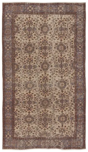 Retro Design Brown Over Dyed Vintage Rug 5'1'' x 9'0'' ft 156 x 275 cm