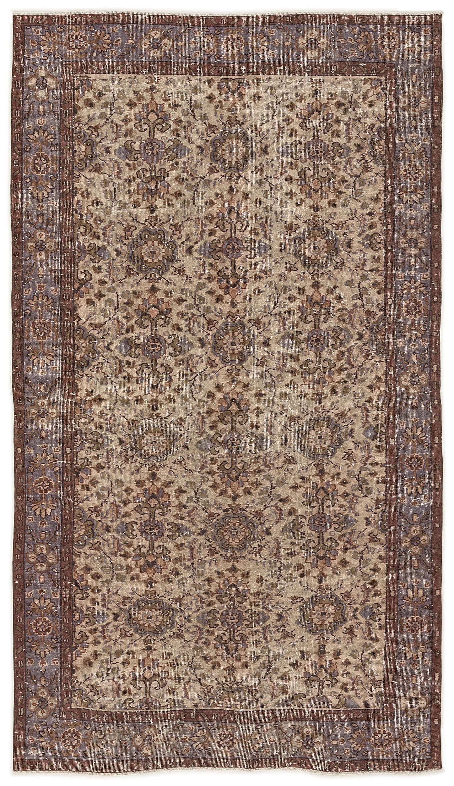 Retro Design Brown Over Dyed Vintage Rug 5'1'' x 9'0'' ft 156 x 275 cm