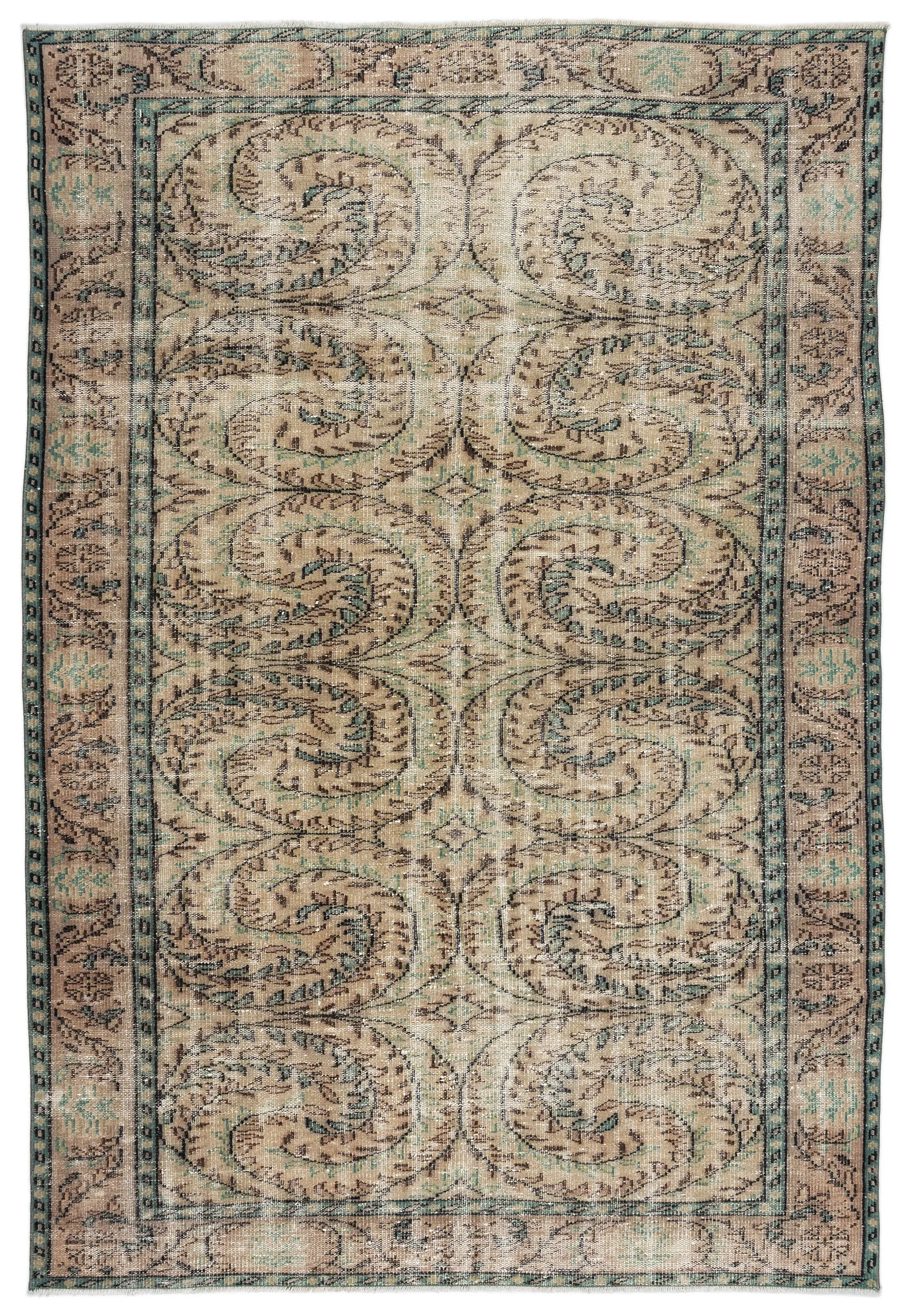 Retro Design Brown Over Dyed Vintage Rug 5'12'' x 8'9'' ft 182 x 266 cm