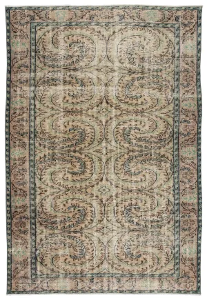 Retro Design Brown Over Dyed Vintage Rug 5'12'' x 8'9'' ft 182 x 266 cm