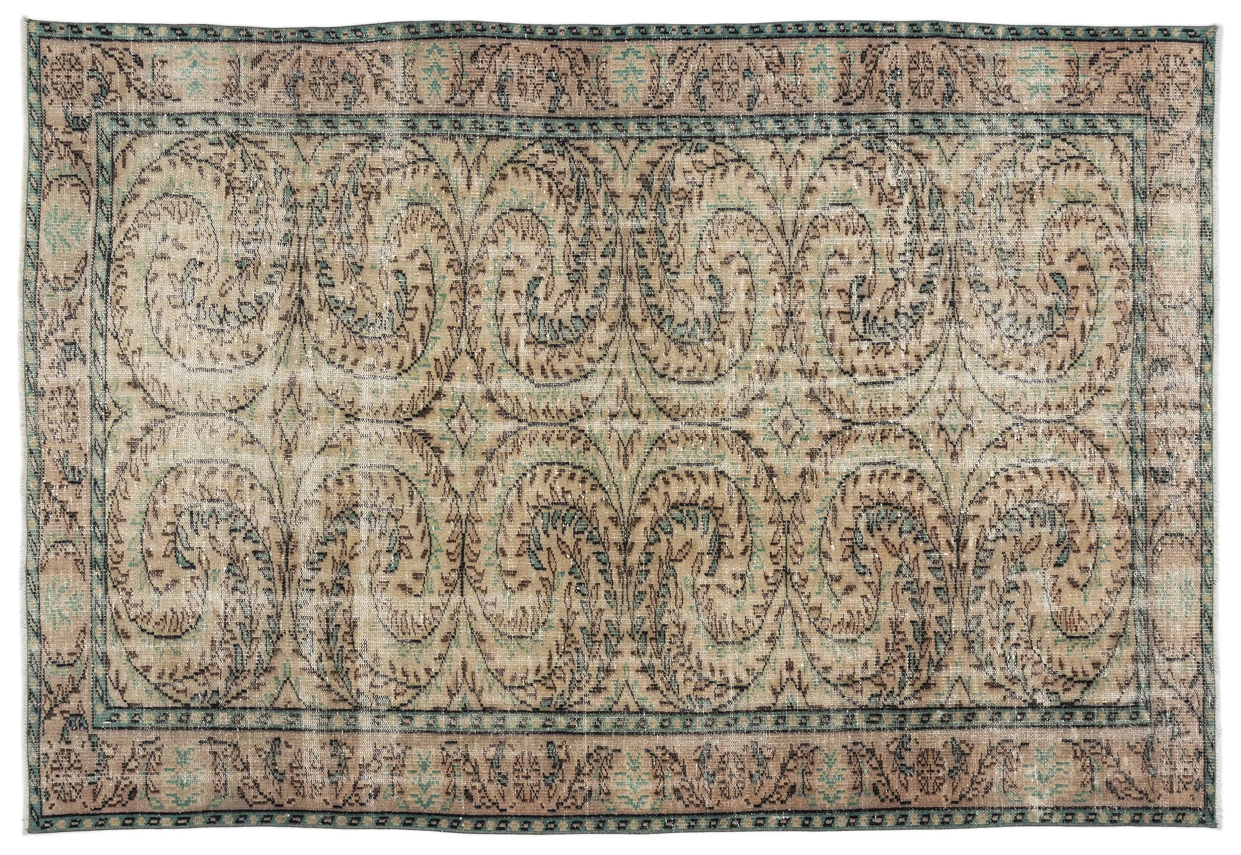 Retro Design Brown Over Dyed Vintage Rug 5'12'' x 8'9'' ft 182 x 266 cm