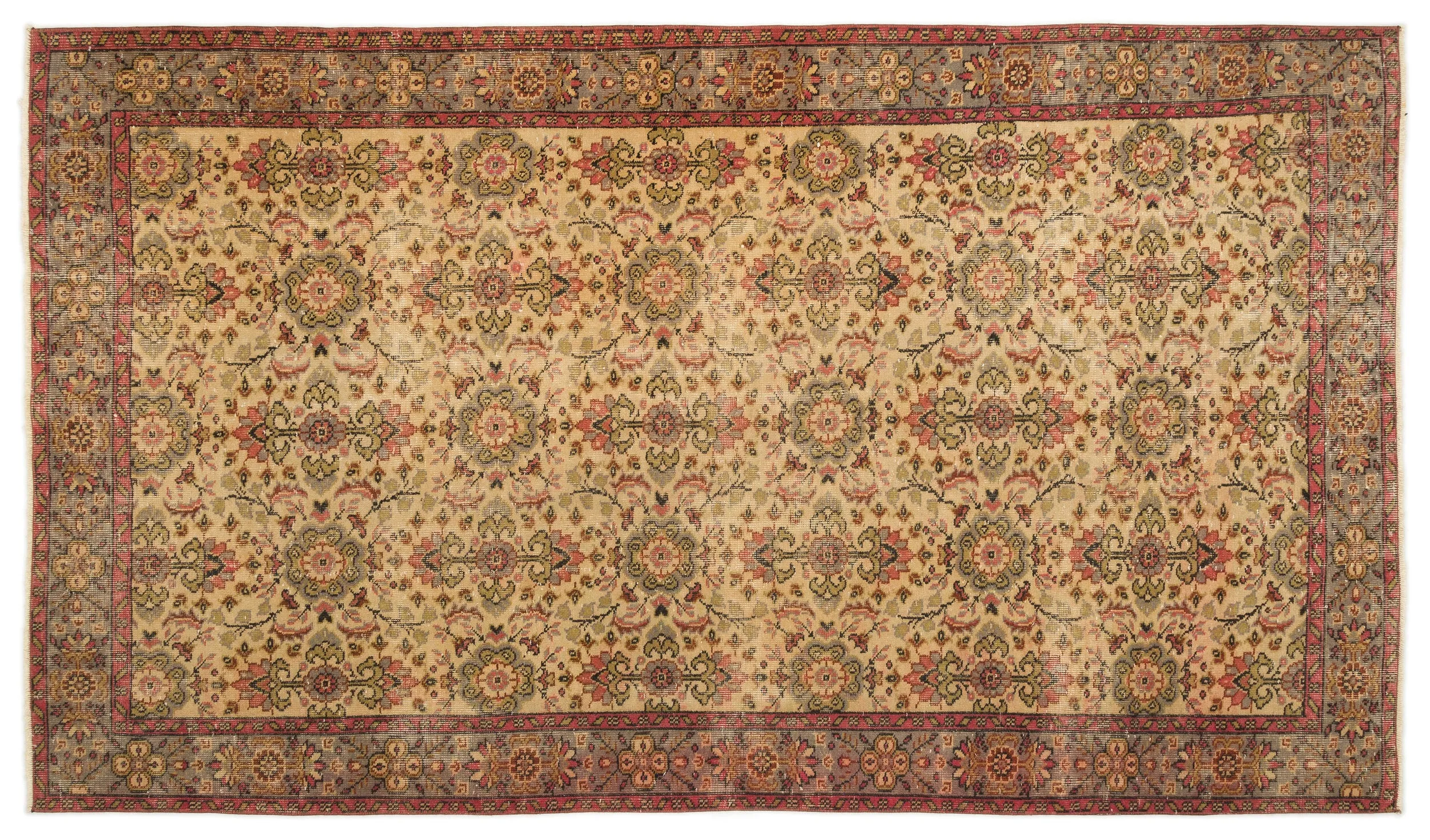 Retro Design Brown Over Dyed Vintage Rug 5'4'' x 9'6'' ft 163 x 289 cm