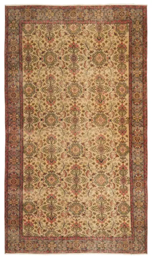 Retro Design Brown Over Dyed Vintage Rug 5'4'' x 9'6'' ft 163 x 289 cm