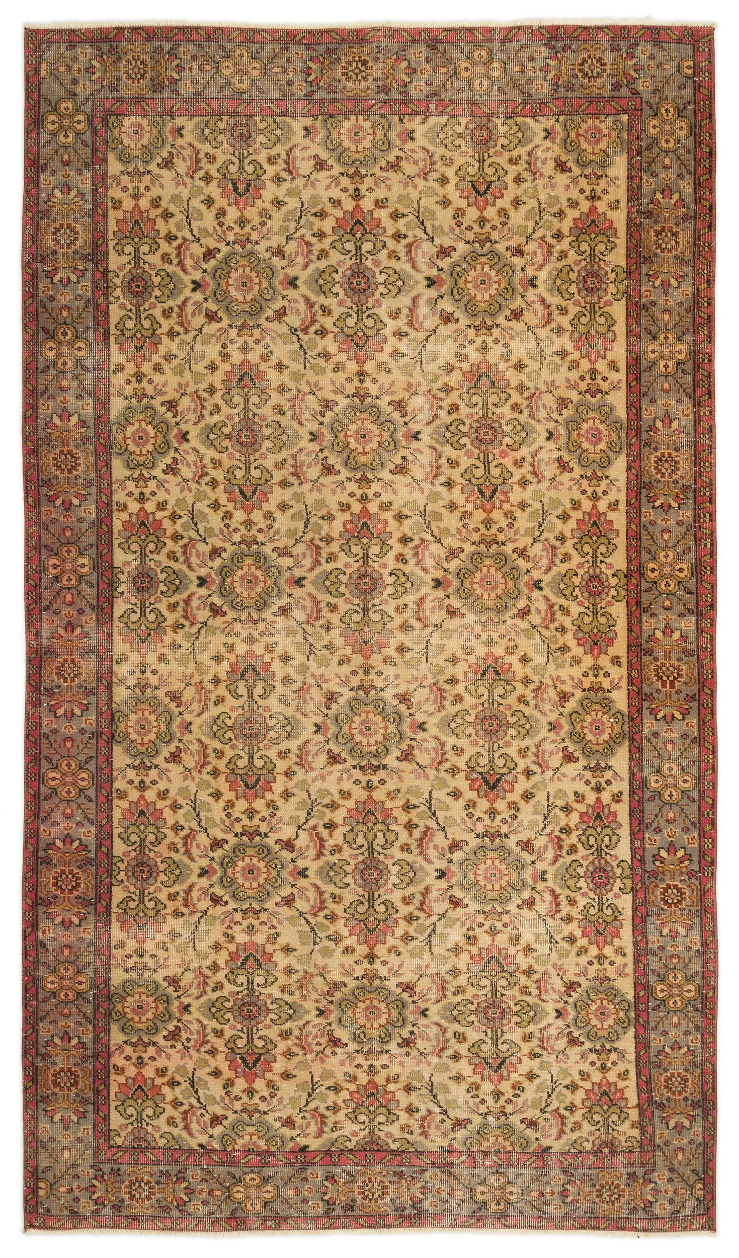Retro Design Brown Over Dyed Vintage Rug 5'4'' x 9'6'' ft 163 x 289 cm