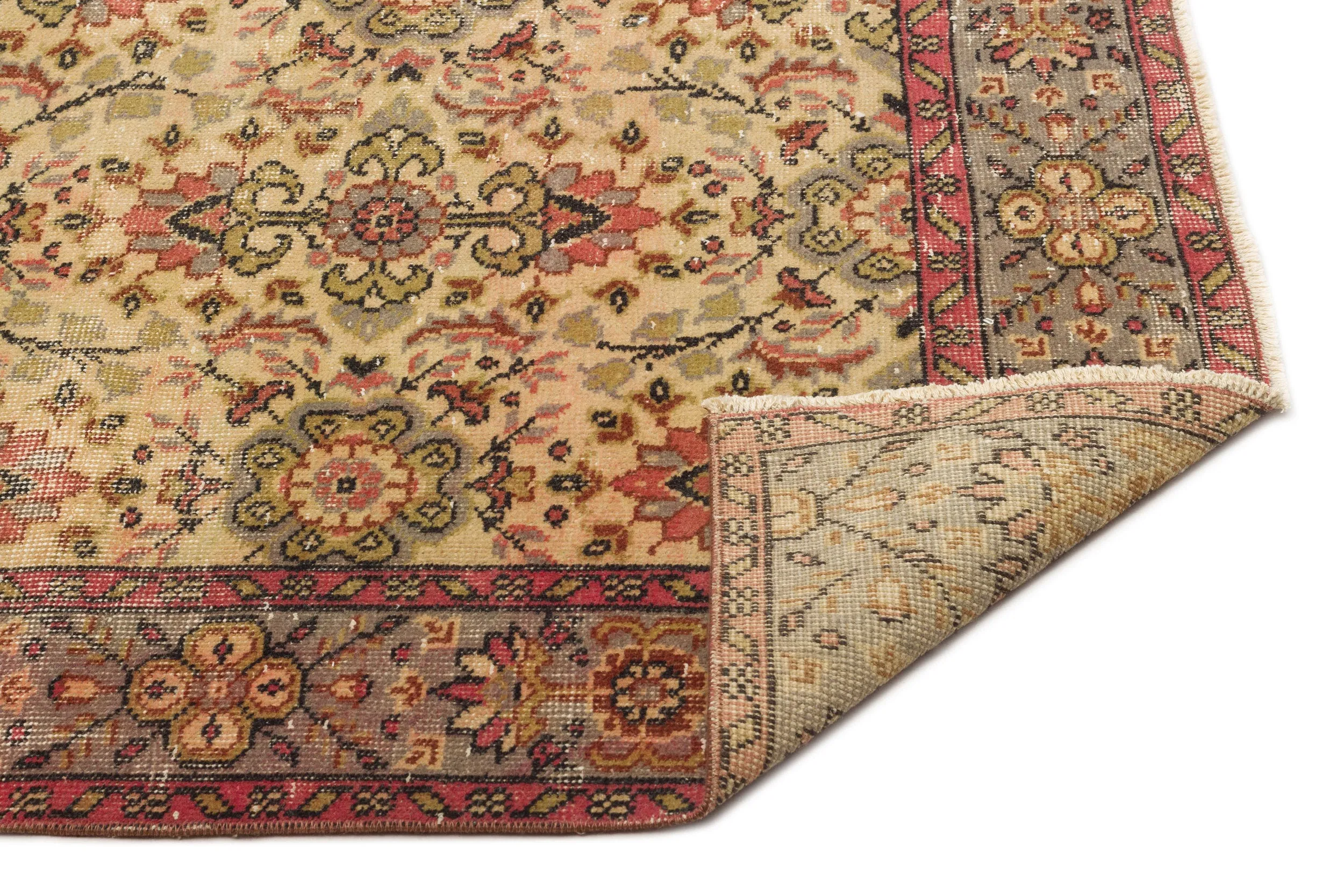 Retro Design Brown Over Dyed Vintage Rug 5'4'' x 9'6'' ft 163 x 289 cm