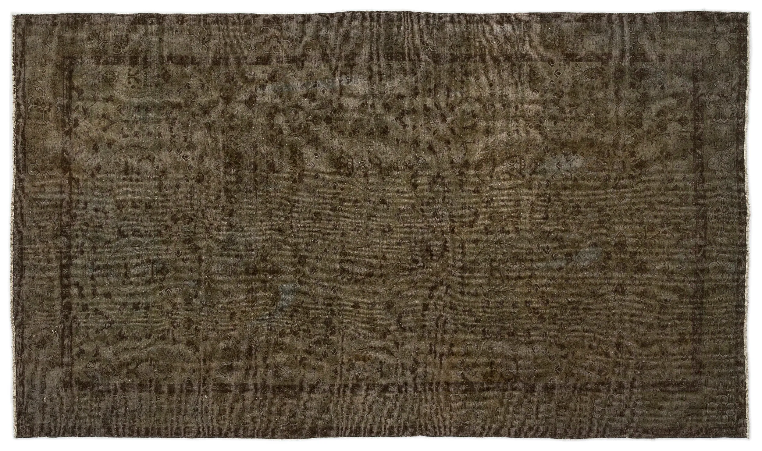 Retro Design Brown Over Dyed Vintage Rug 5'7'' x 9'7'' ft 170 x 291 cm