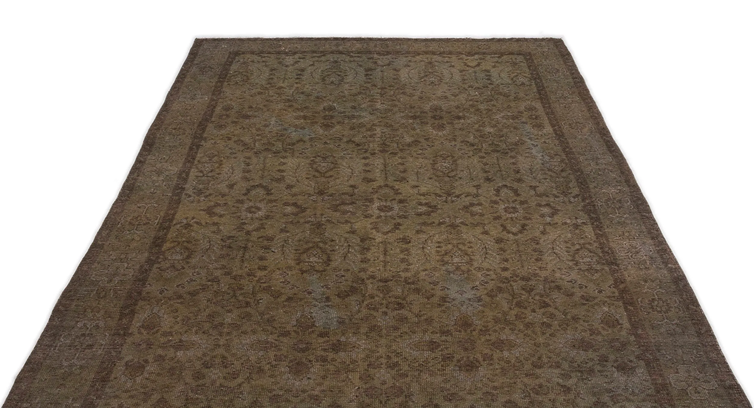 Retro Design Brown Over Dyed Vintage Rug 5'7'' x 9'7'' ft 170 x 291 cm