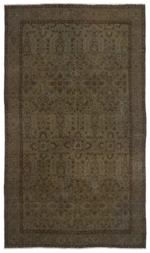 Retro Design Brown Over Dyed Vintage Rug 5'7'' x 9'7'' ft 170 x 291 cm