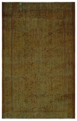 Retro Design Brown Over Dyed Vintage Rug 5'9'' x 9'1'' ft 176 x 276 cm