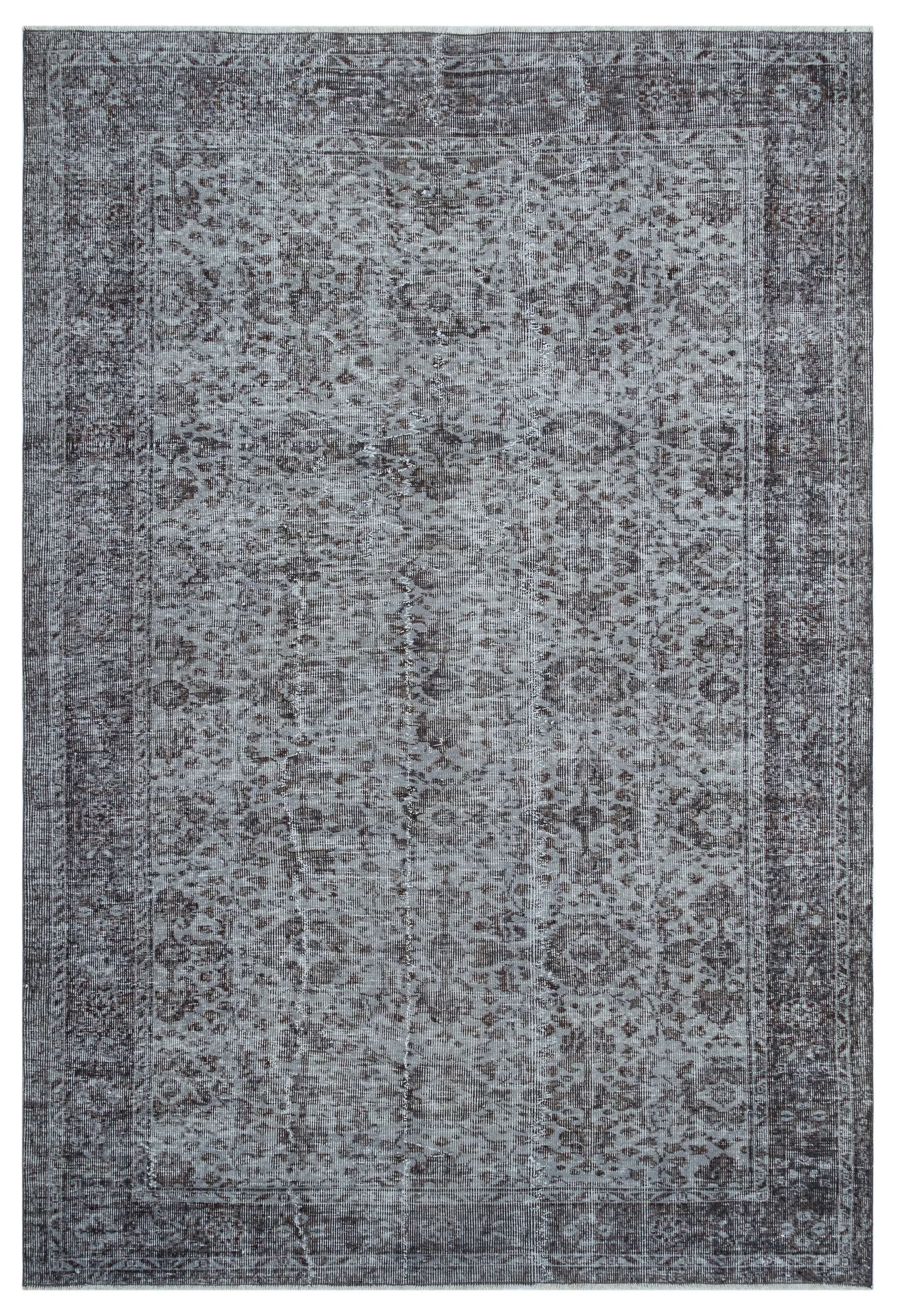Retro Design Cool Gray Over Dyed Vintage Rug 6'2'' x 9'3'' ft 189 x 281 cm
