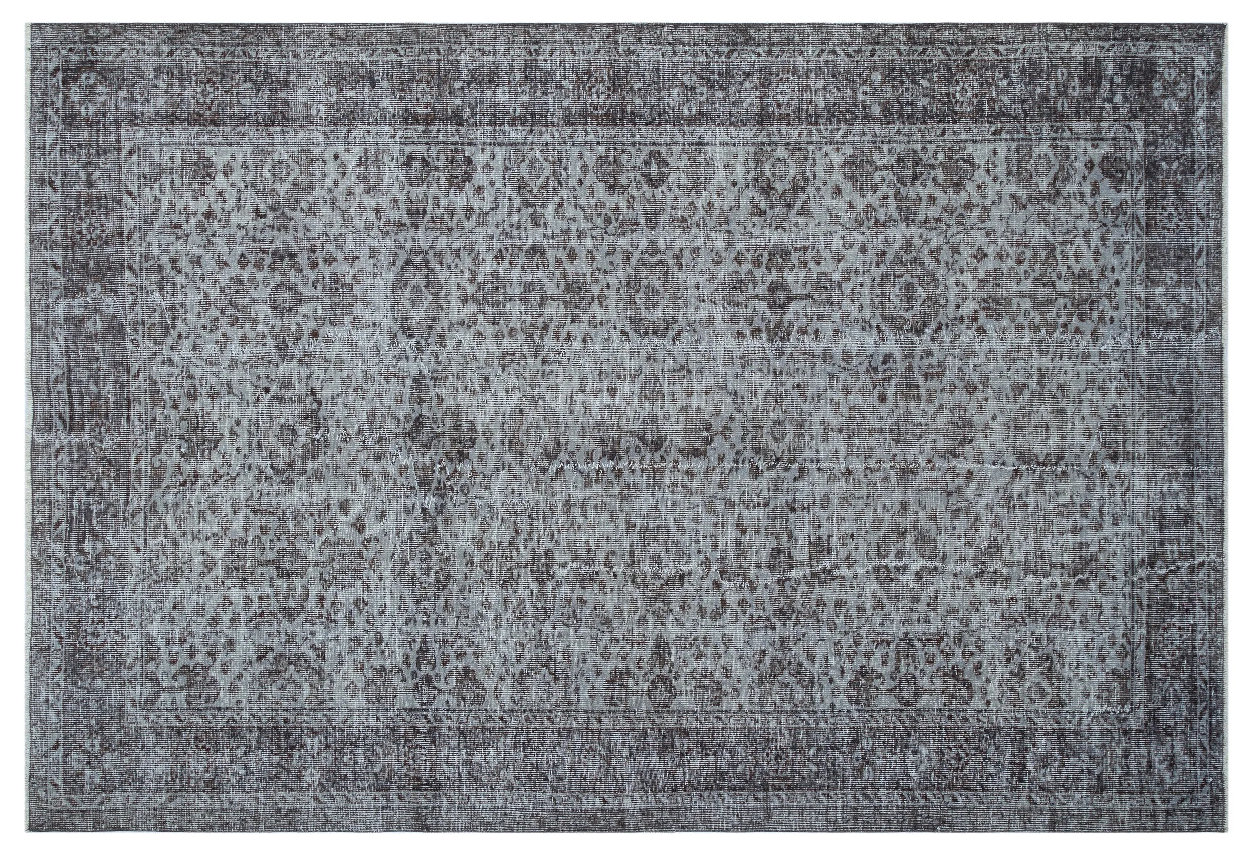 Retro Design Cool Gray Over Dyed Vintage Rug 6'2'' x 9'3'' ft 189 x 281 cm