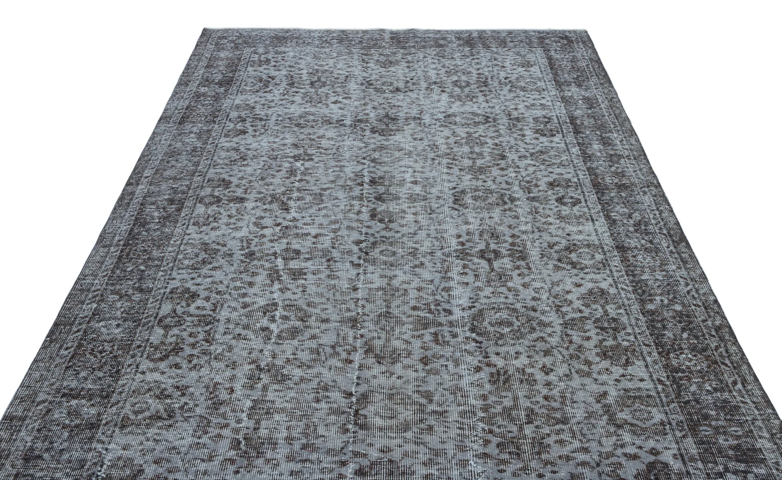 Retro Design Cool Gray Over Dyed Vintage Rug 6'2'' x 9'3'' ft 189 x 281 cm