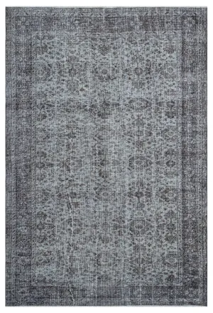 Retro Design Cool Gray Over Dyed Vintage Rug 6'2'' x 9'3'' ft 189 x 281 cm