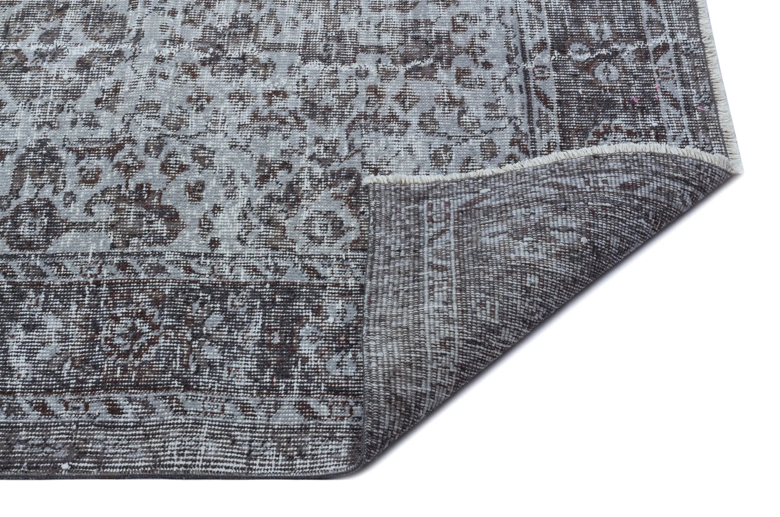 Retro Design Cool Gray Over Dyed Vintage Rug 6'2'' x 9'3'' ft 189 x 281 cm