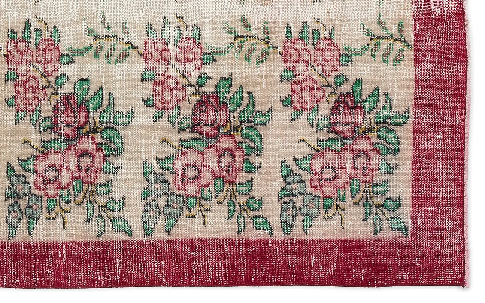 Retro Design Floral Over Dyed Vintage Rug 4'9'' x 7'10'' ft 145 x 238 cm