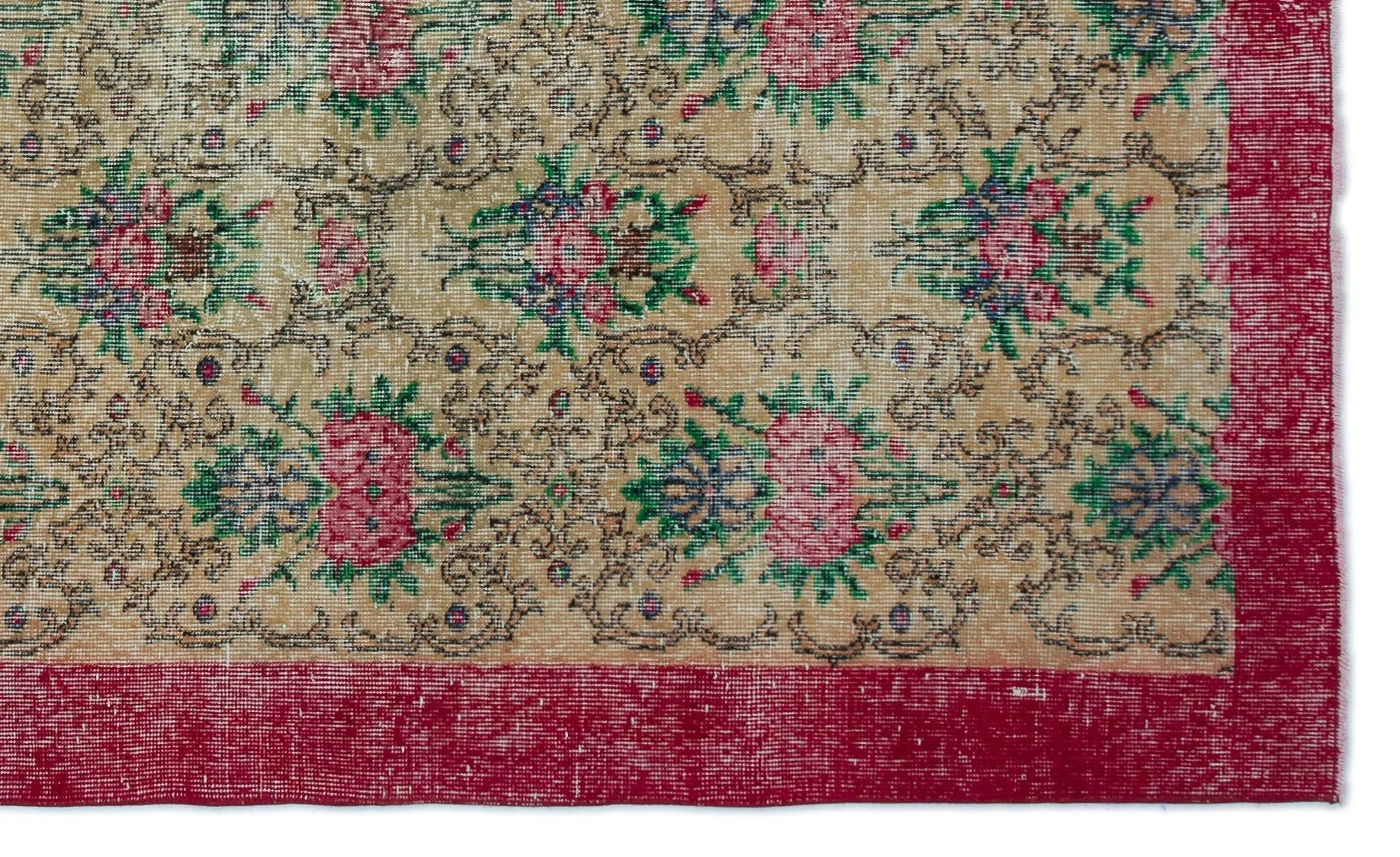 Retro Design Floral Over Dyed Vintage Rug 5'1'' x 8'7'' ft 156 x 261 cm