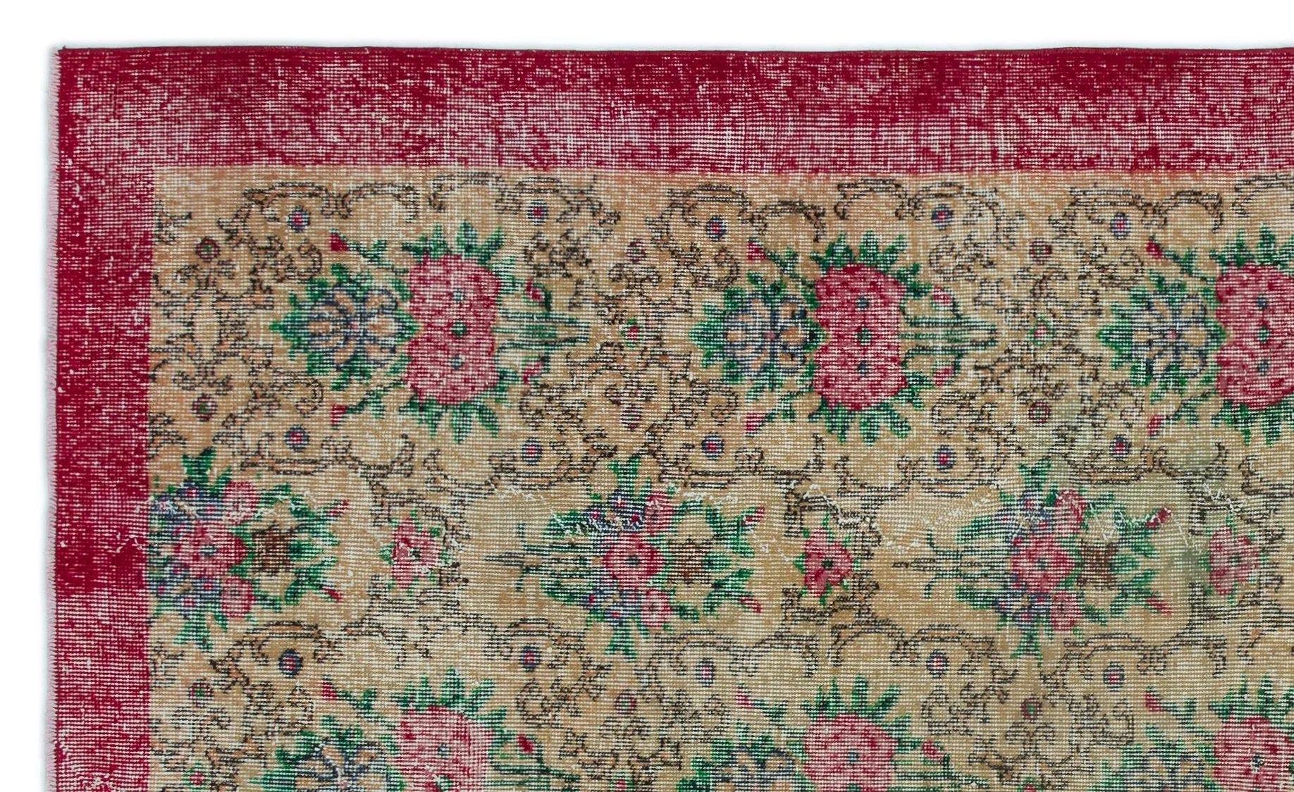Retro Design Floral Over Dyed Vintage Rug 5'1'' x 8'7'' ft 156 x 261 cm