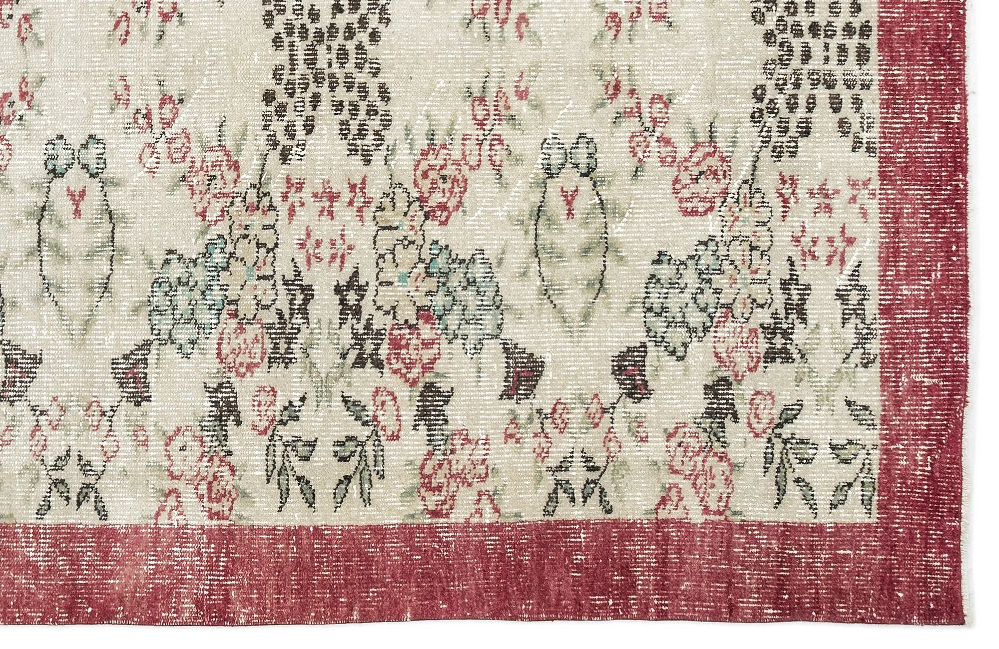 Retro Design Floral Over Dyed Vintage Rug 5'3'' x 8'4'' ft 159 x 254 cm