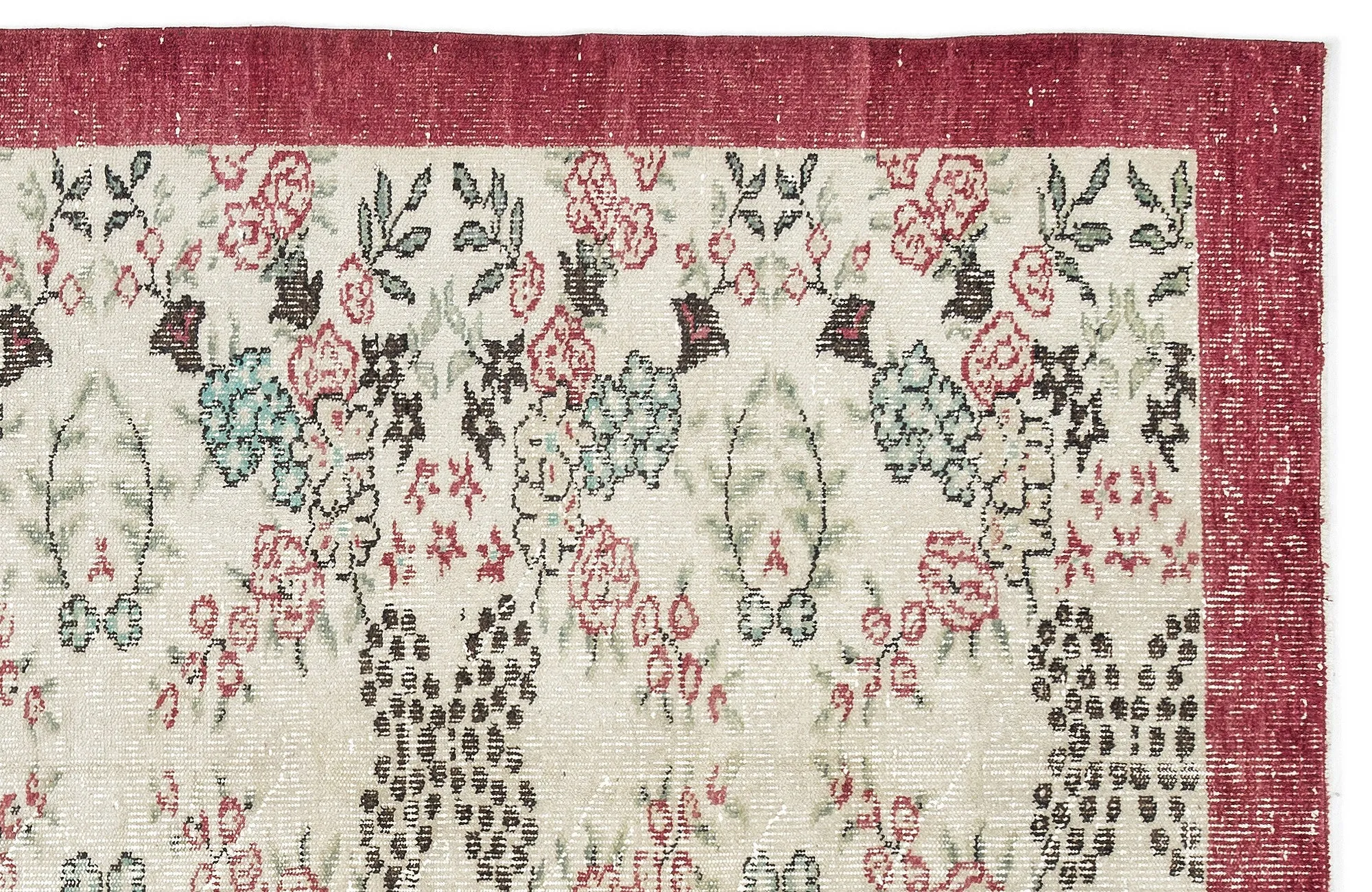 Retro Design Floral Over Dyed Vintage Rug 5'3'' x 8'4'' ft 159 x 254 cm