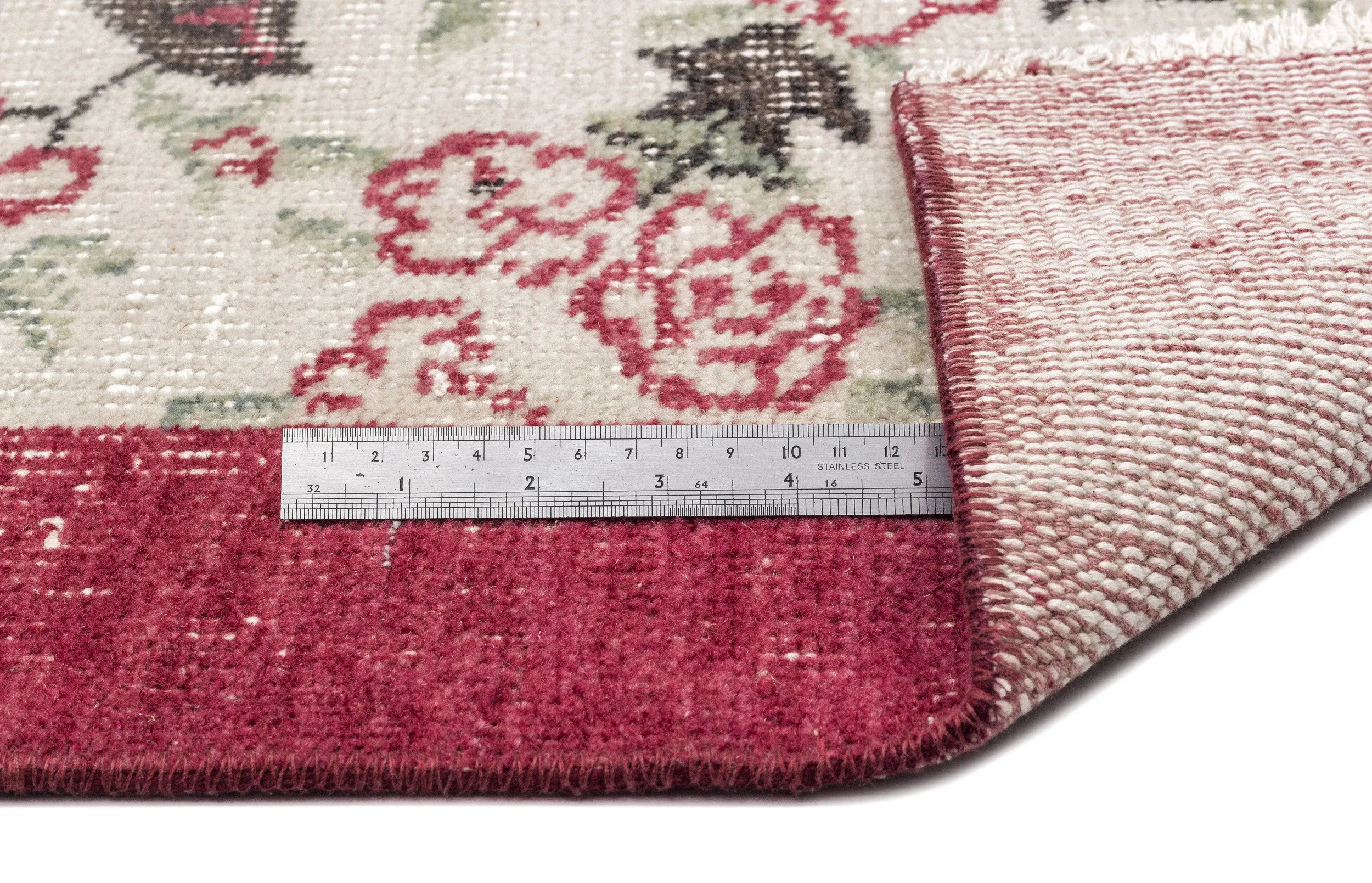 Retro Design Floral Over Dyed Vintage Rug 5'3'' x 8'4'' ft 159 x 254 cm