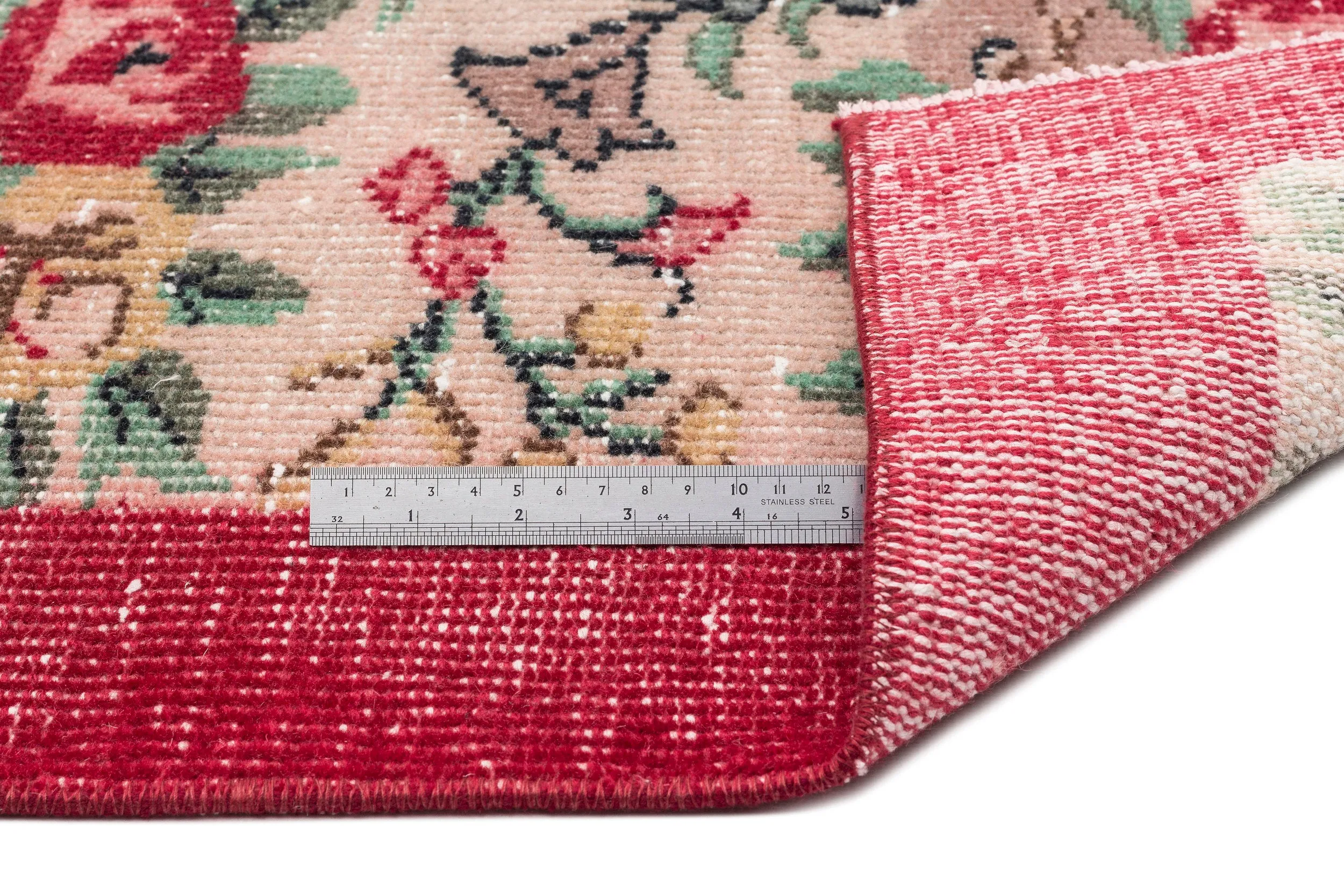 Retro Design Floral Over Dyed Vintage Rug 5'3'' x 8'4'' ft 161 x 253 cm