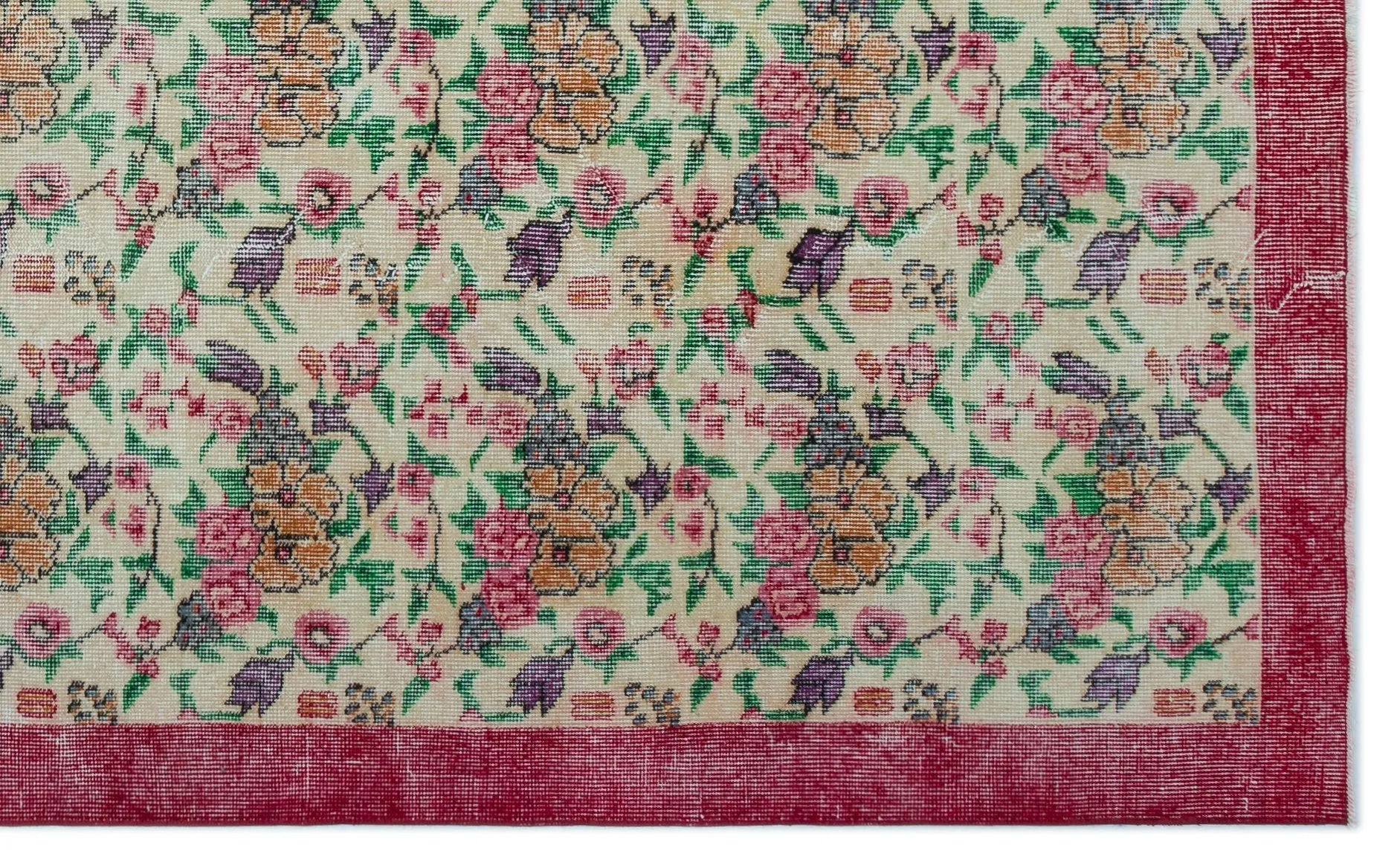 Retro Design Floral Over Dyed Vintage Rug 5'5'' x 8'9'' ft 165 x 267 cm