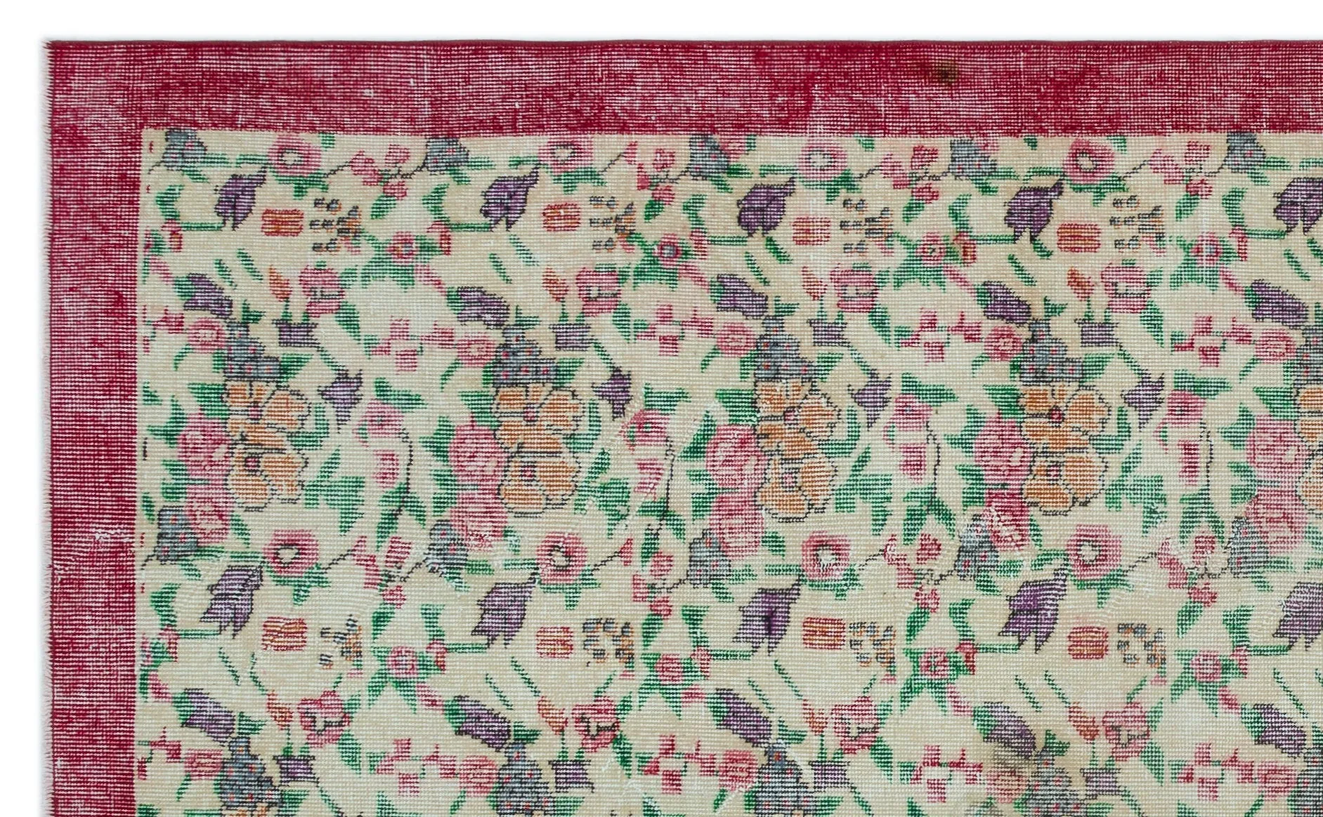 Retro Design Floral Over Dyed Vintage Rug 5'5'' x 8'9'' ft 165 x 267 cm